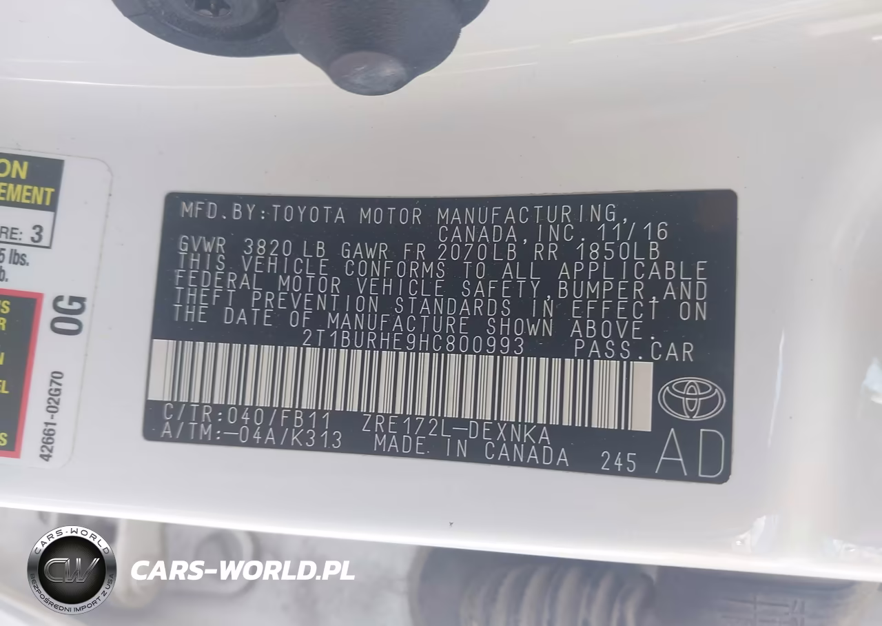 2017 Toyota Corolla Le VIN:2T1BURHE9HC800993 - 9