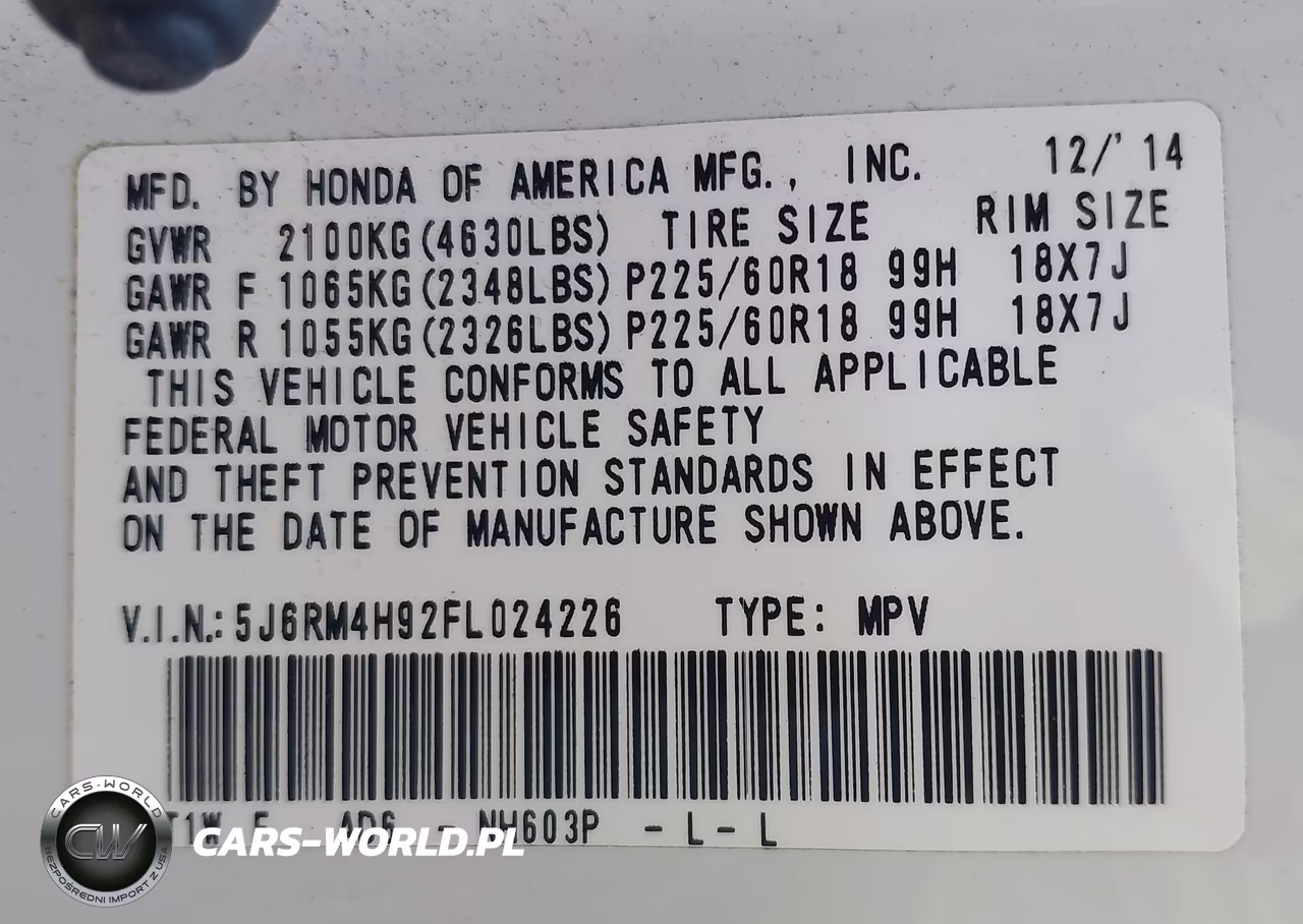 2015 Honda Cr-V Touring VIN:5J6RM4H92FL024226 - 9