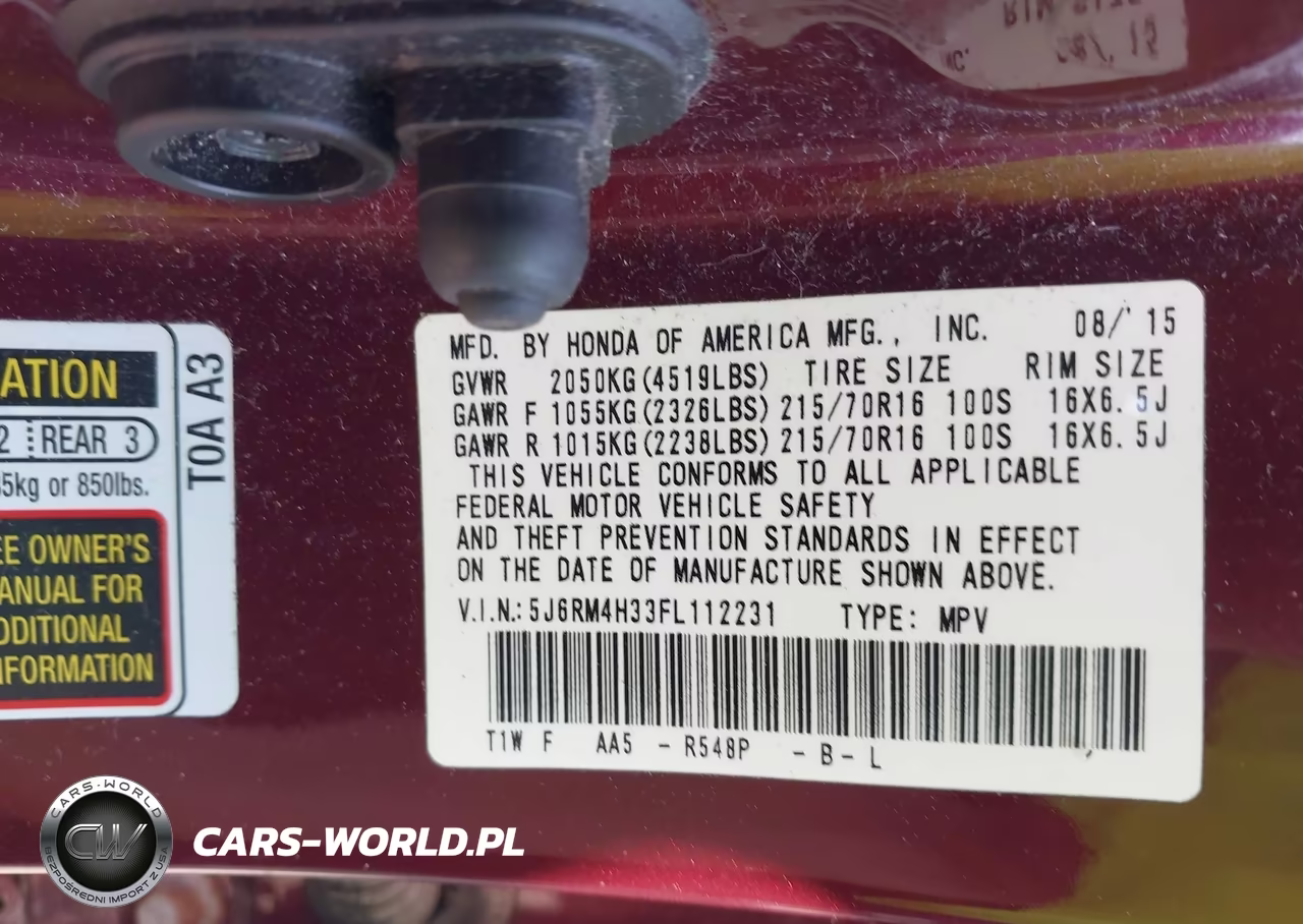 2015 Honda Cr-V Lx VIN:5J6RM4H33FL112231 - 9