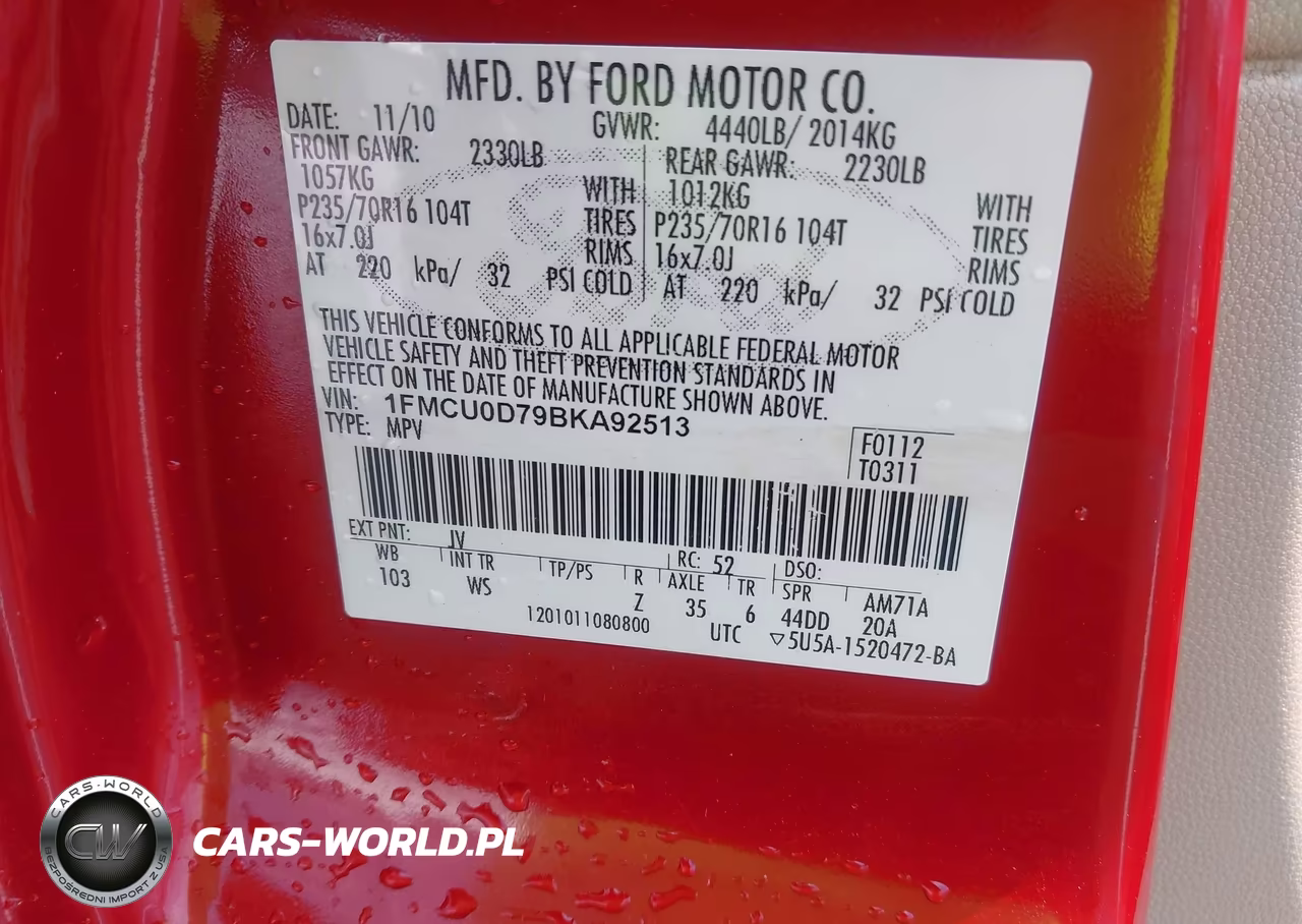 2011 Ford Escape Xlt VIN:1FMCU0D79BKA92513 - 9