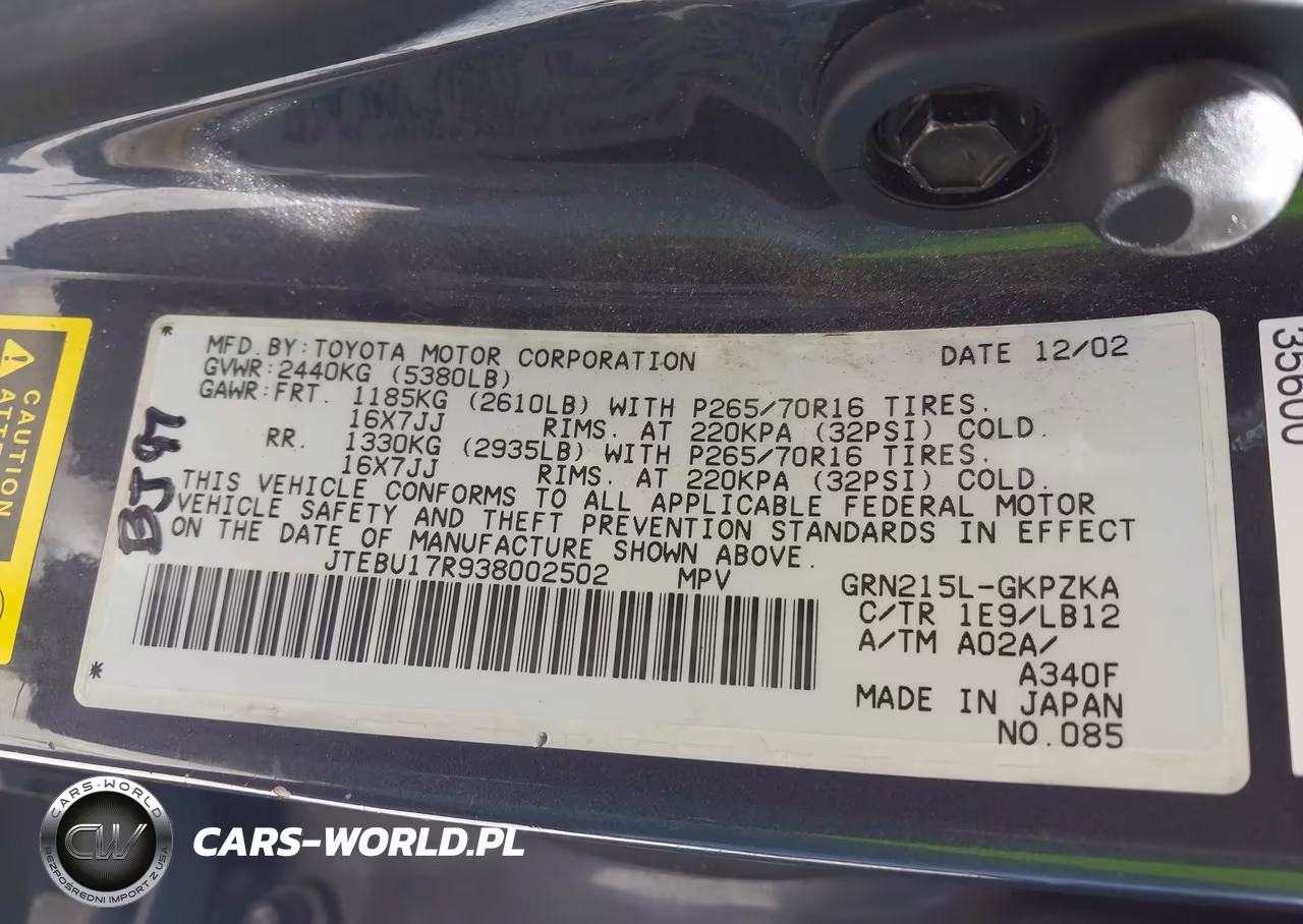 2003 Toyota 4Runner Limited V6 VIN:JTEBU17R938002502 - 9