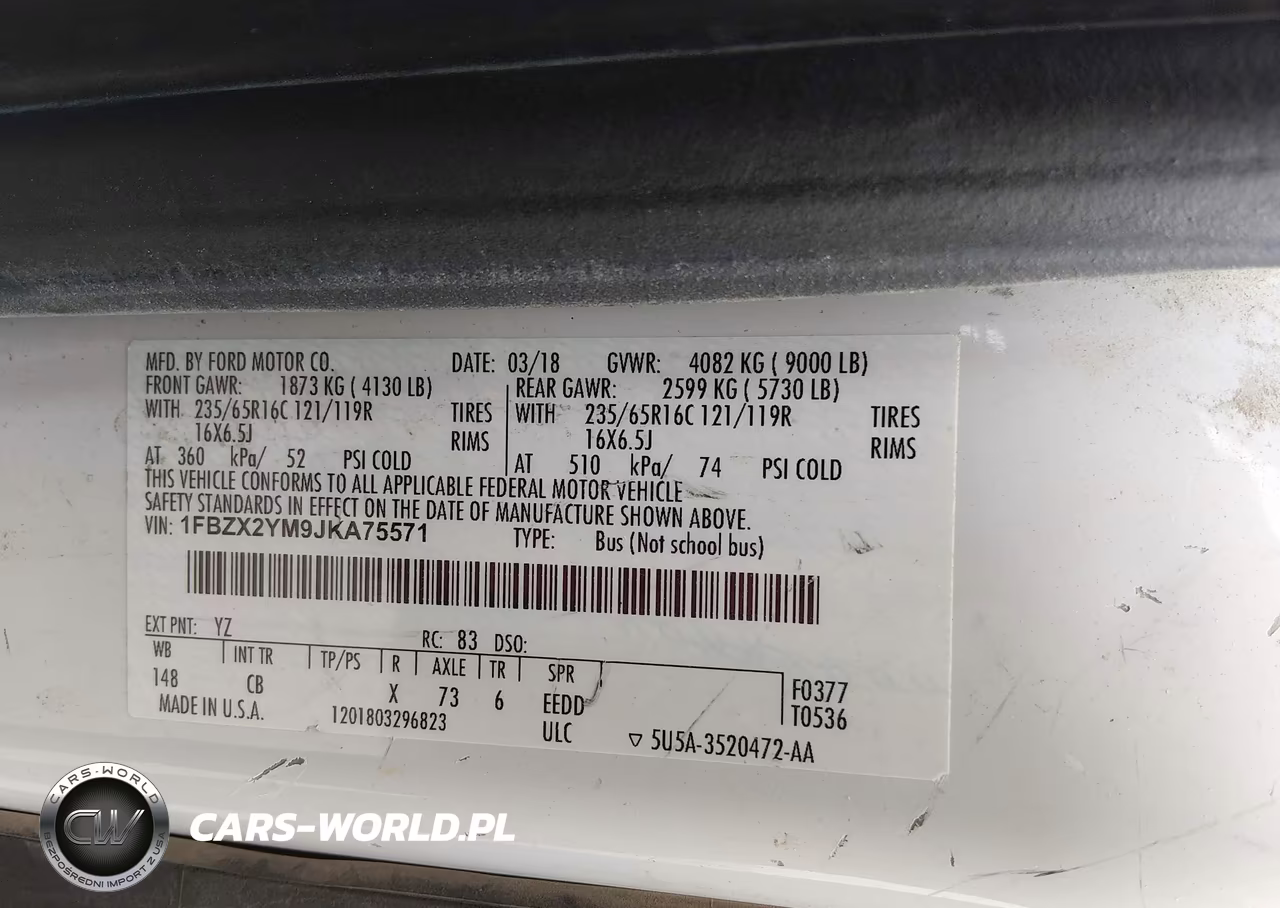 2018 Ford Transit-350 Xl VIN:1FBZX2YM9JKA75571 - 9