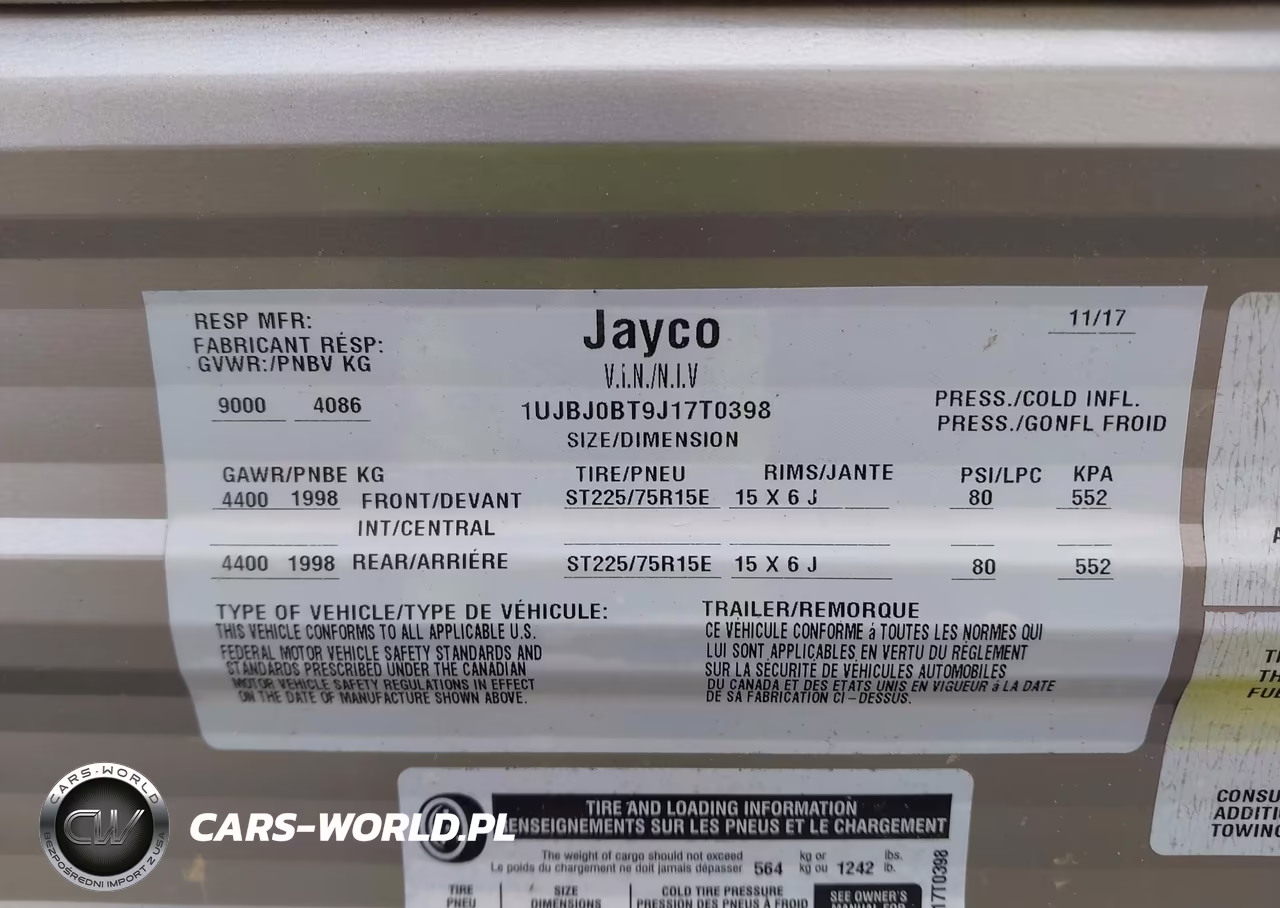 2018 Jayco Other VIN:1UJBJ0BT9J17T0398 - 9
