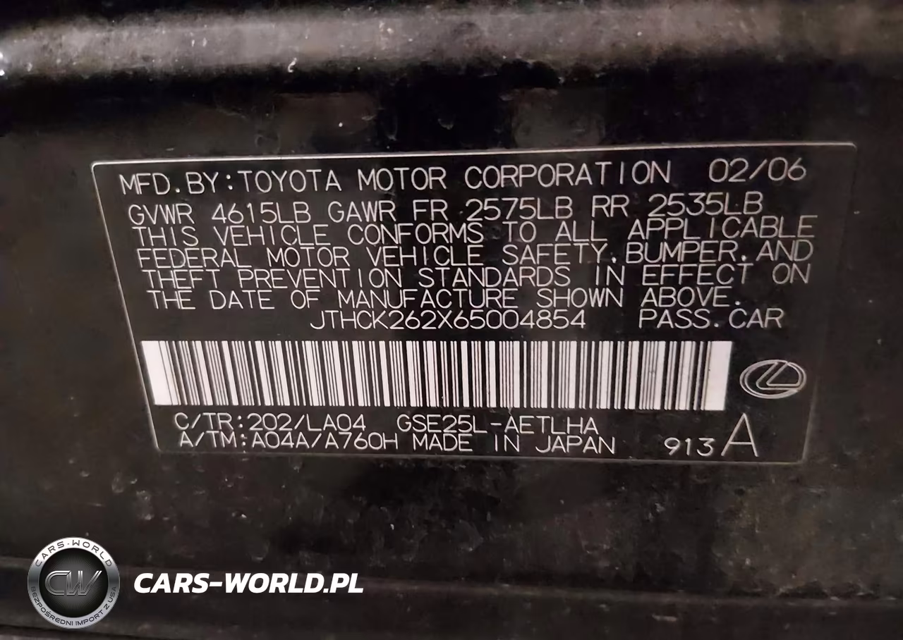 2006 Lexus Is 250 VIN:JTHCK262X65004854 - 9