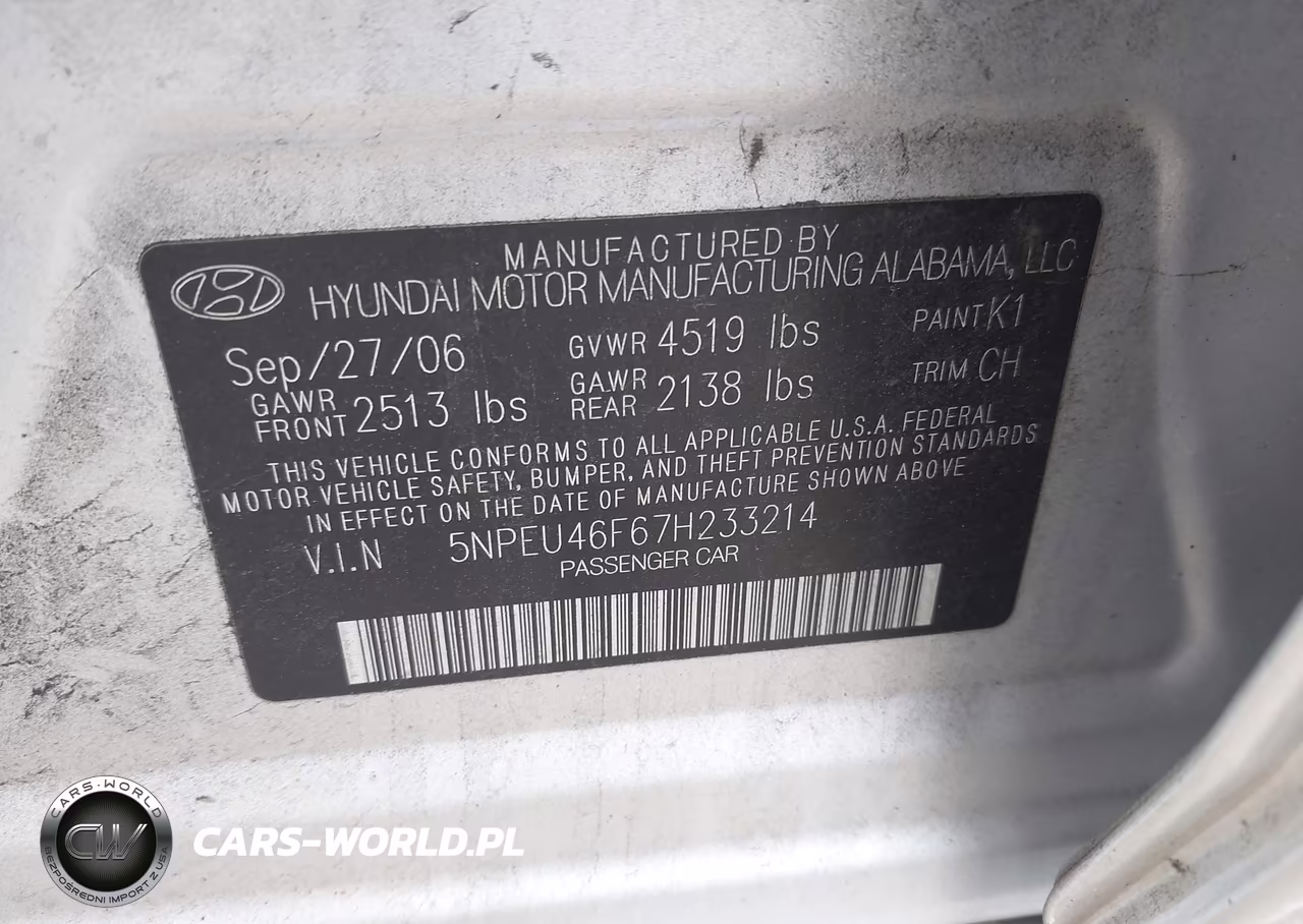 2007 Hyundai Sonata Limited-Limited W-Xm-Se-Se W-Xm VIN:5NPEU46F67H233214 - 9