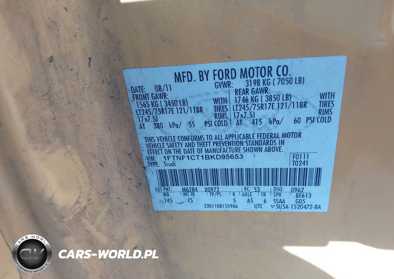 2011 Ford F-150 Xl VIN:1FTNF1CT1BKD95653 - 9