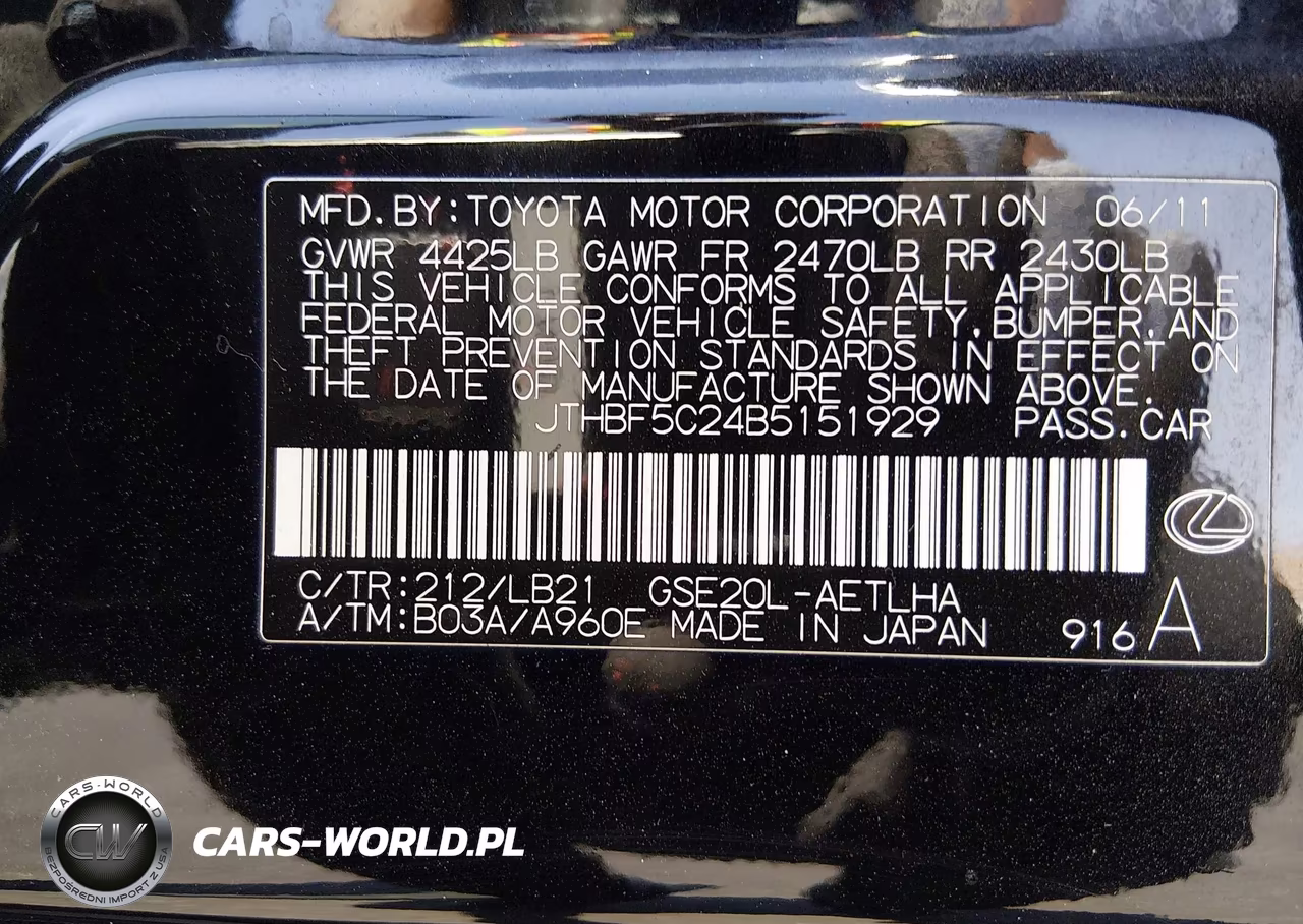 2011 Lexus Is 250 VIN:JTHBF5C24B5151929 - 9