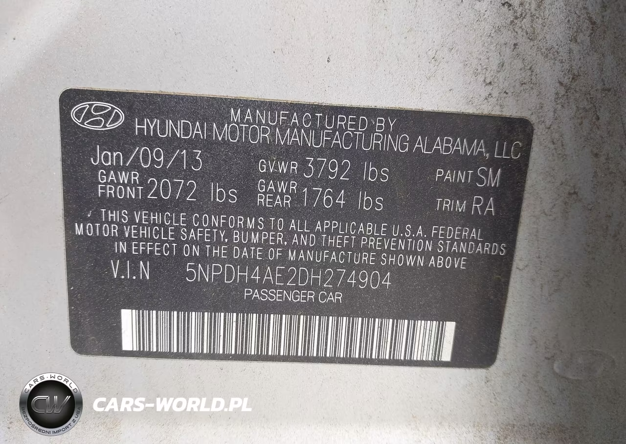 2013 Hyundai Elantra Limited VIN:5NPDH4AE2DH274904 - 9