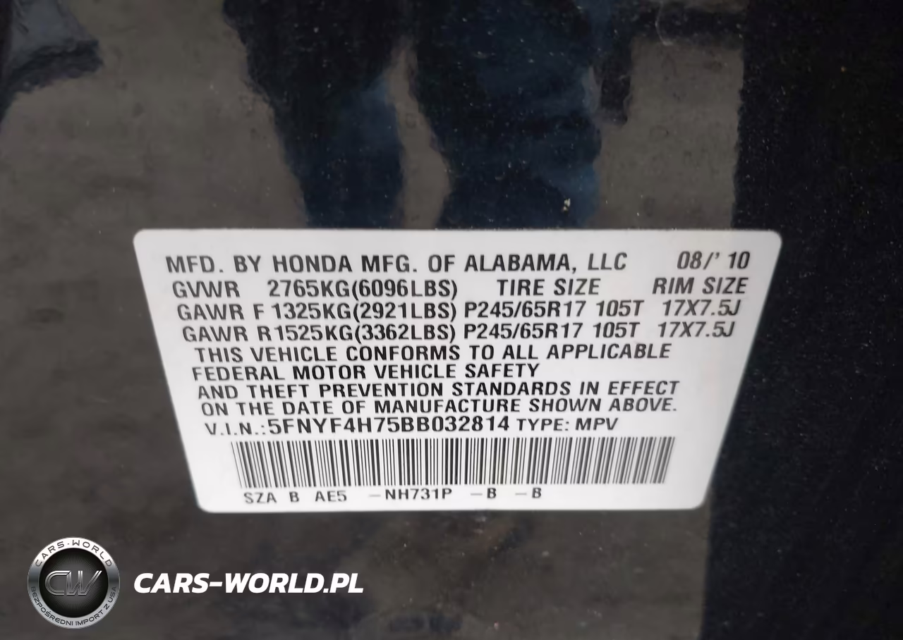 2011 Honda Pilot Ex-L VIN:5FNYF4H75BB032814 - 9
