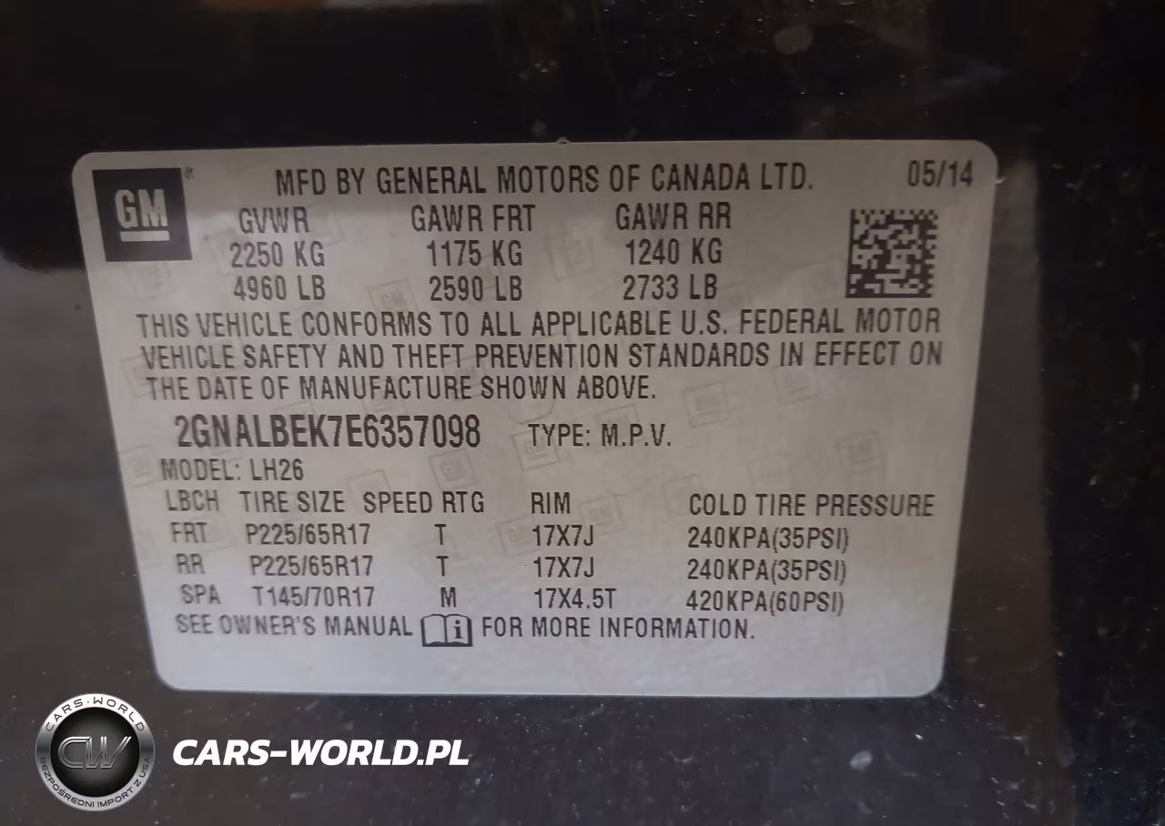 2014 Chevrolet Equinox Lt VIN:2GNALBEK7E6357098 - 9