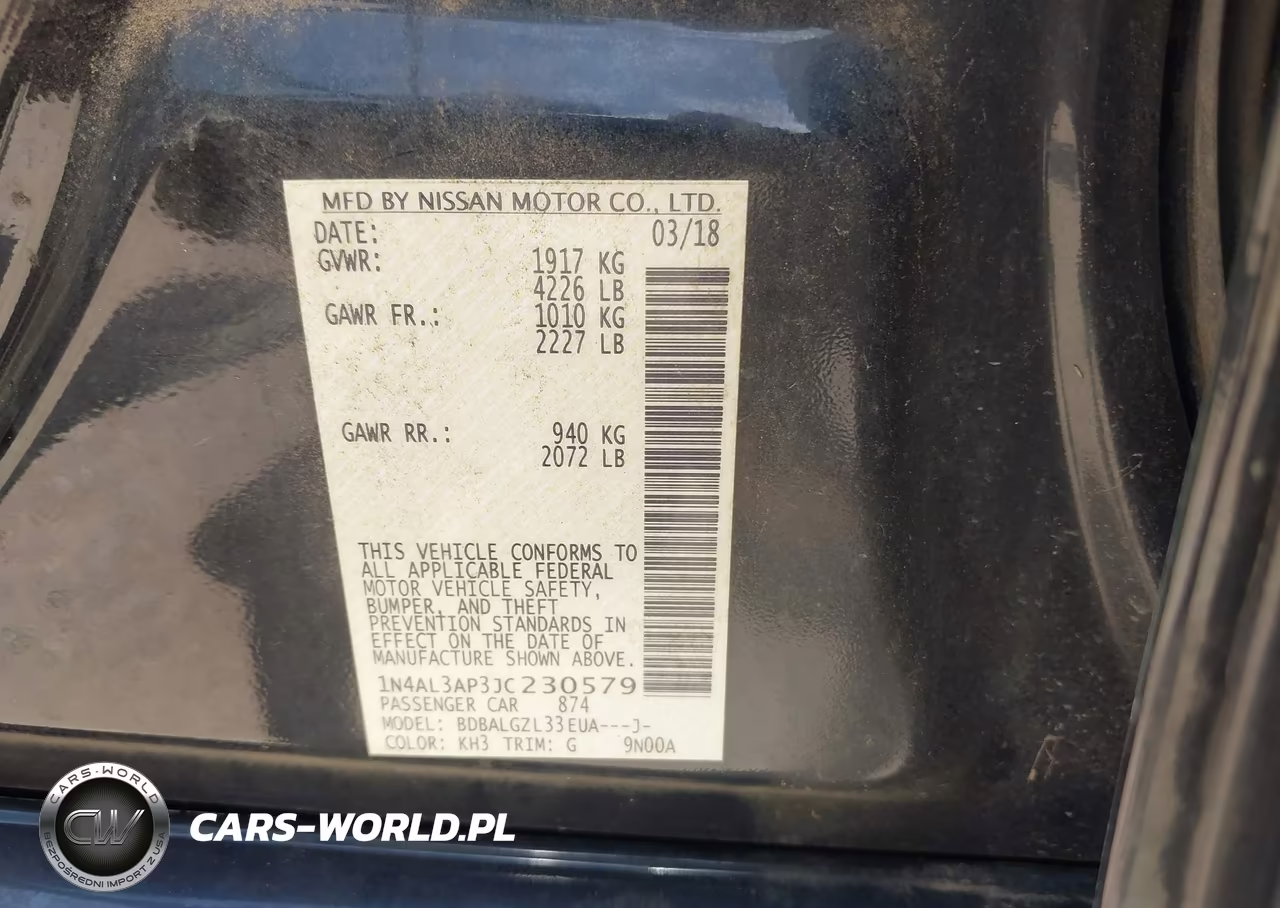 2018 Nissan Altima 2.5 S VIN:1N4AL3AP3JC230579 - 9