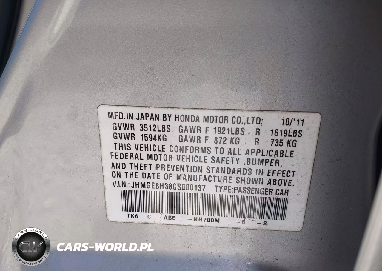 2012 Honda Fit VIN:JHMGE8H38CS000137 - 9