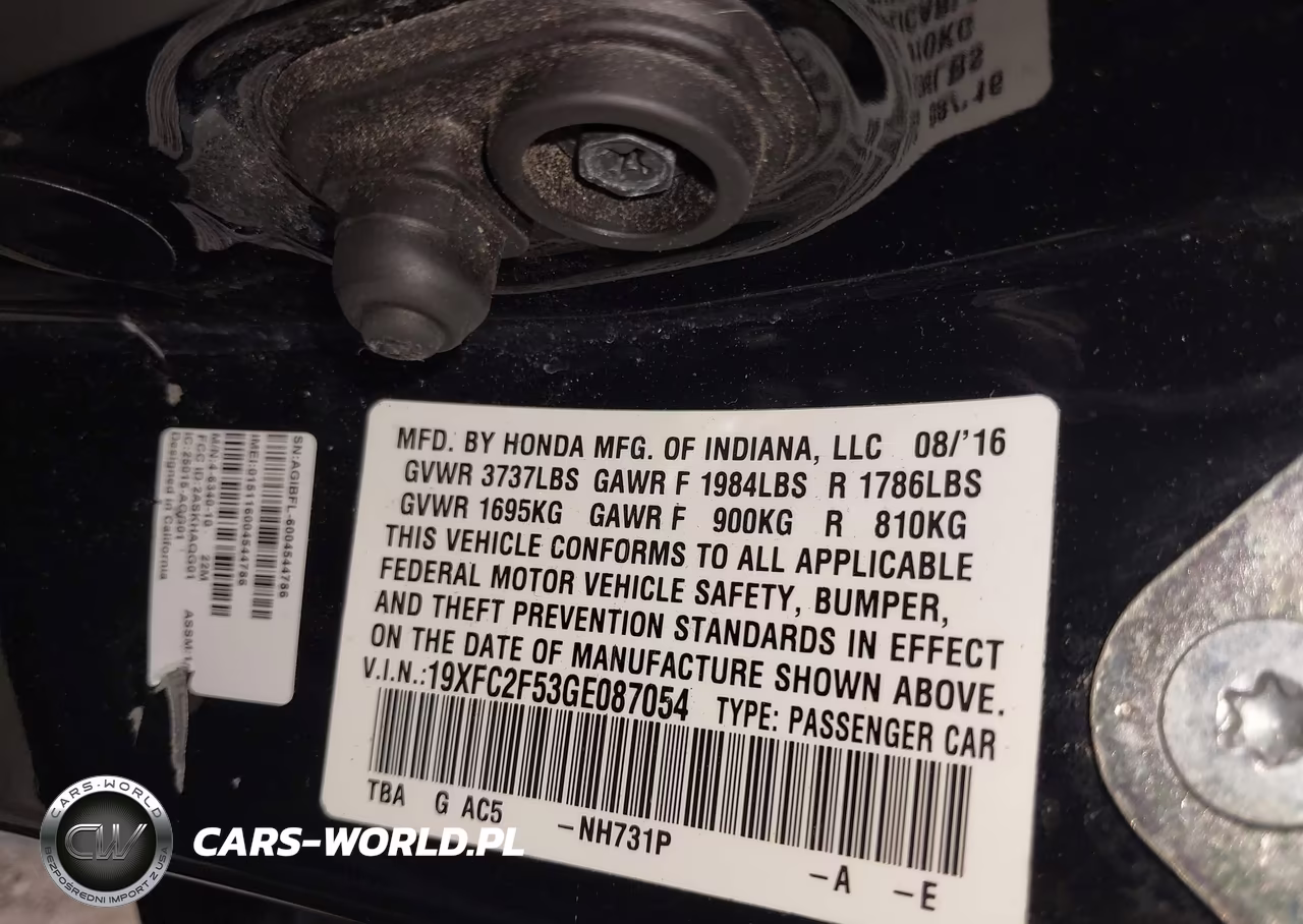 2016 Honda Civic Lx VIN:19XFC2F53GE087054 - 9