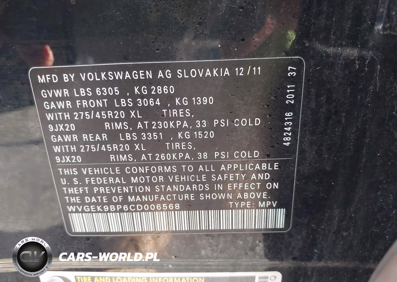 2012 Volkswagen Touareg Tdi Executive VIN:WVGEK9BP6CD006568 - 9