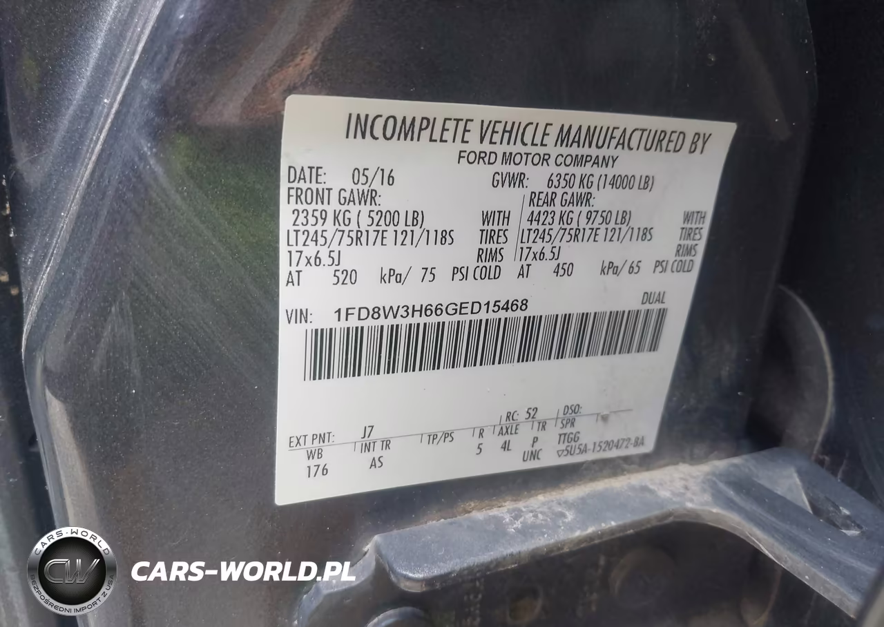 2016 Ford F-350 Chassis Xl VIN:1FD8W3H66GED15468 - 9
