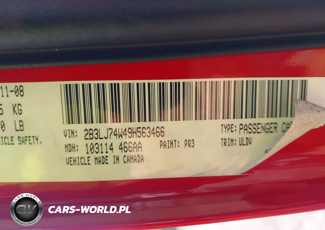 2009 Dodge Challenger Srt8 VIN:2B3LJ74W49H563466 - 9