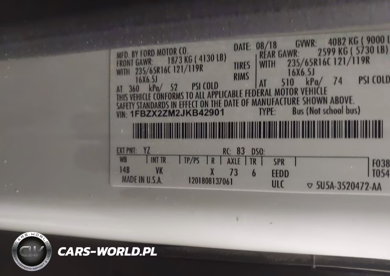 2018 Ford Transit-350 Xl VIN:1FBZX2ZM2JKB42901 - 9