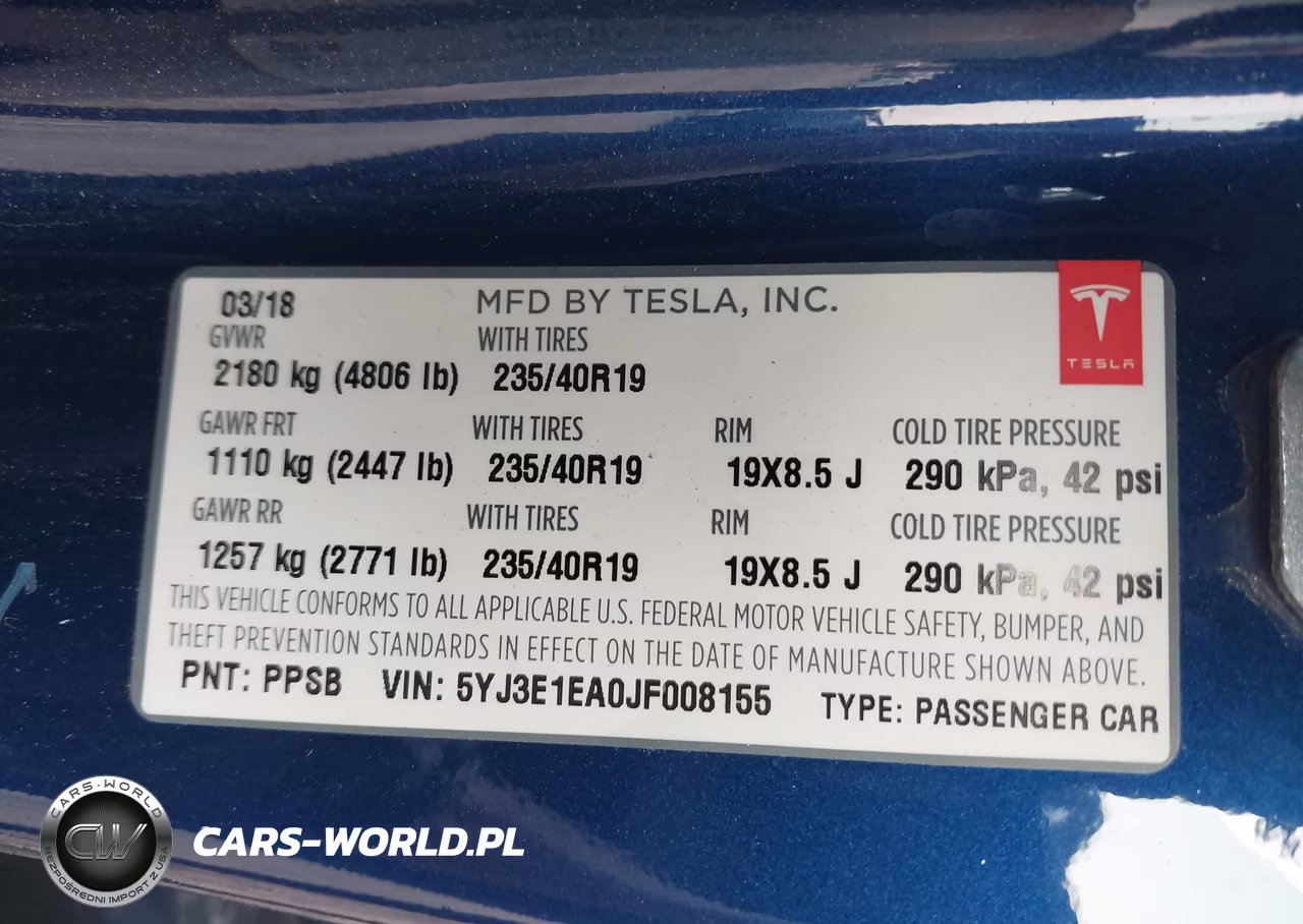 2018 Tesla Model 3 VIN:5YJ3E1EA0JF008155 - 9