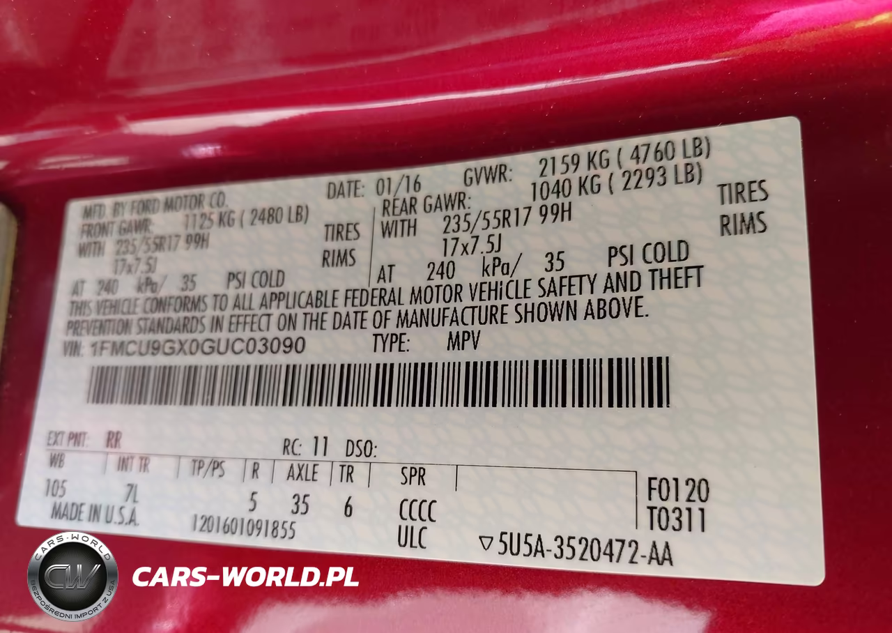 2016 Ford Escape Se VIN:1FMCU9GX0GUC03090 - 9