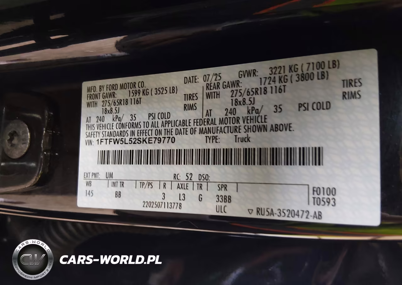 2025 Ford F-150 Lariat VIN:1FTFW5L52SKE79770 - 9
