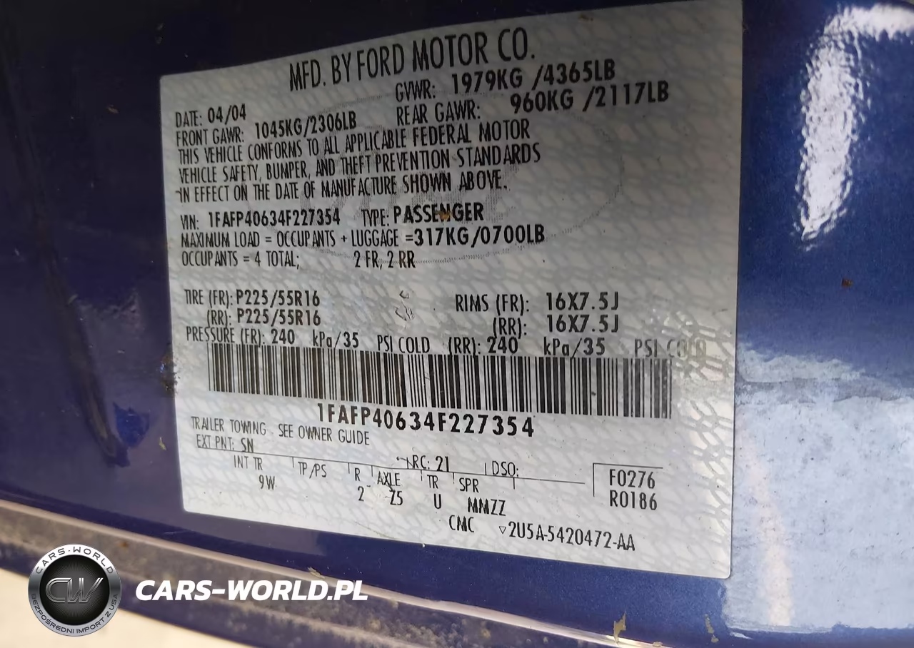 2004 Ford Mustang VIN:1FAFP40634F227354 - 9