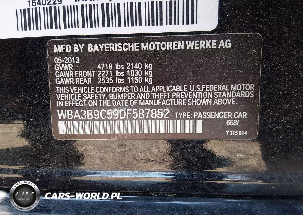 2013 BMW 335I xDrive VIN:WBA3B9C59DF587852 - 9
