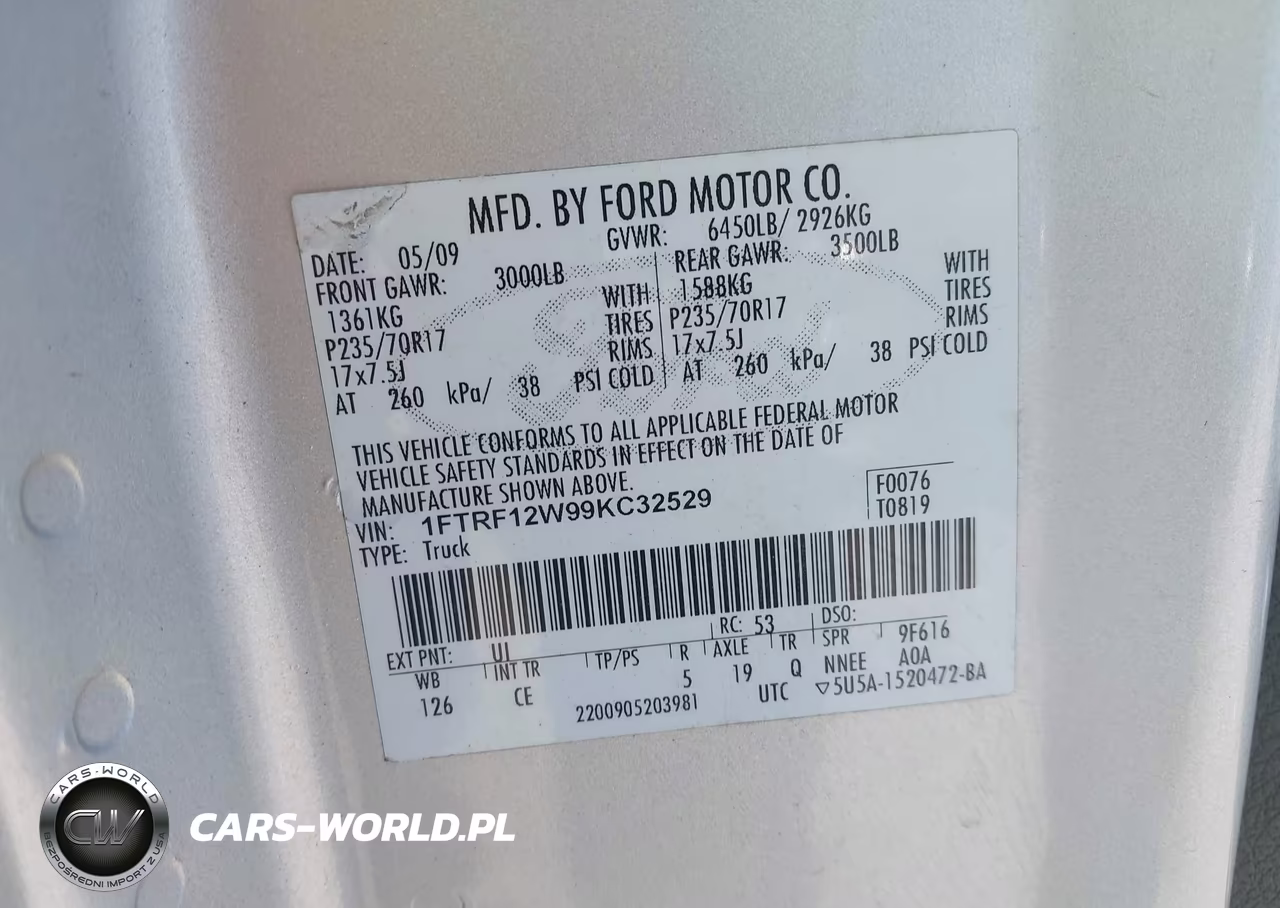 2009 Ford F-150 Stx-Xl-Xl W-Midbox Prep-Xlt-Xlt W-Midbox Prep VIN:1FTRF12W99KC32529 - 9