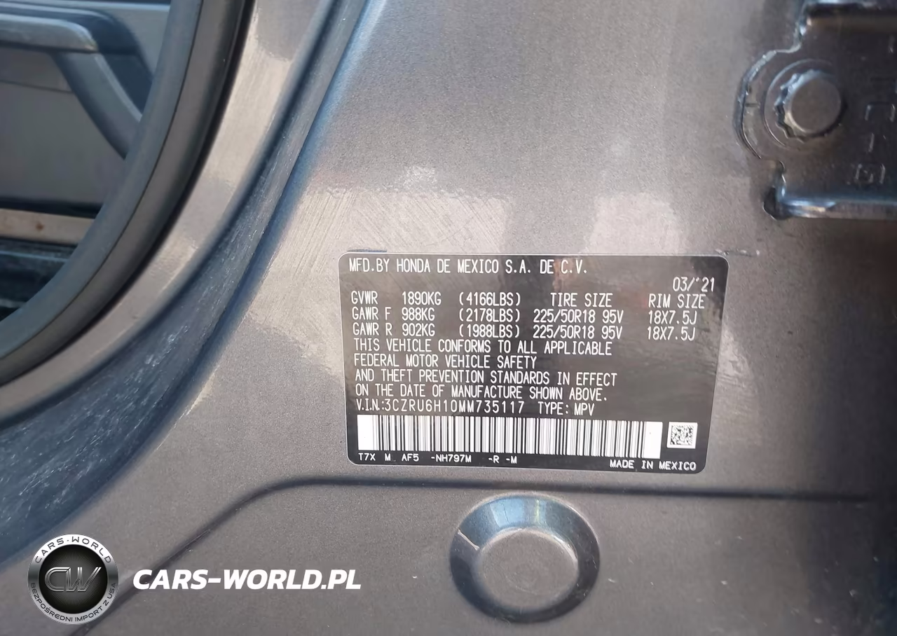 2021 Honda Hr-V Awd Sport VIN:3CZRU6H10MM735117 - 9