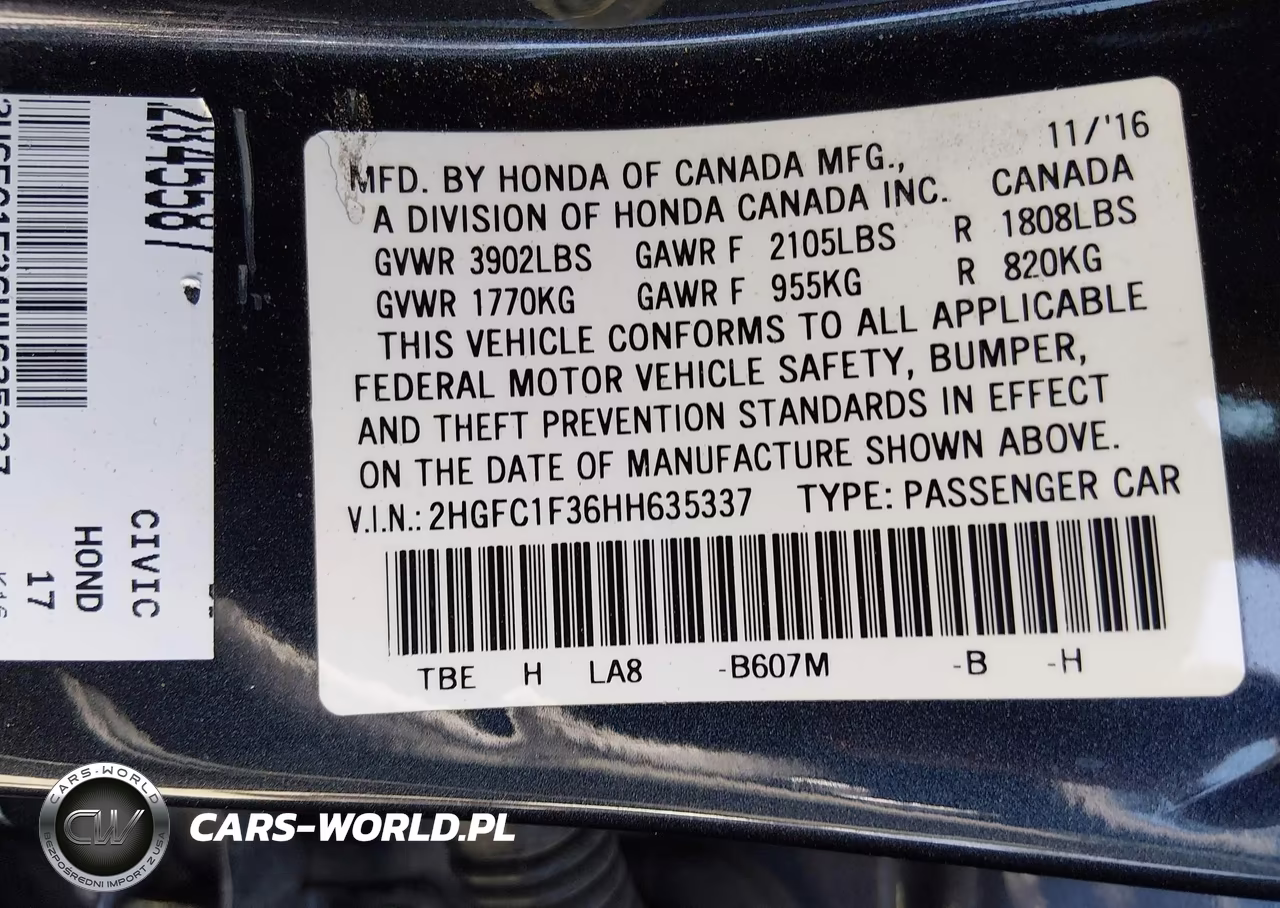 2017 Honda Civic Ex-T VIN:2HGFC1F36HH635337 - 9