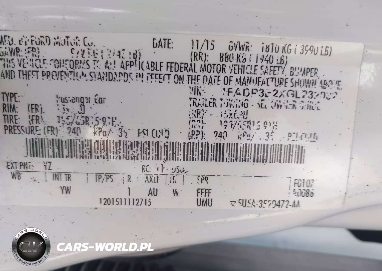 2016 Ford Focus S VIN:1FADP3E2XGL232032 - 9