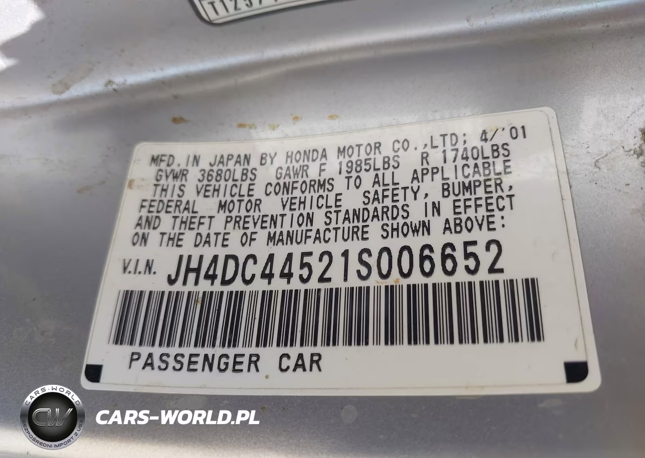 2001 Acura Integra Ls VIN:JH4DC44521S006652 - 9