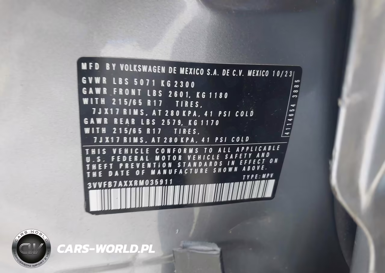 2024 Volkswagen Tiguan 2.0T S VIN:3VVFB7AXXRM035911 - 9