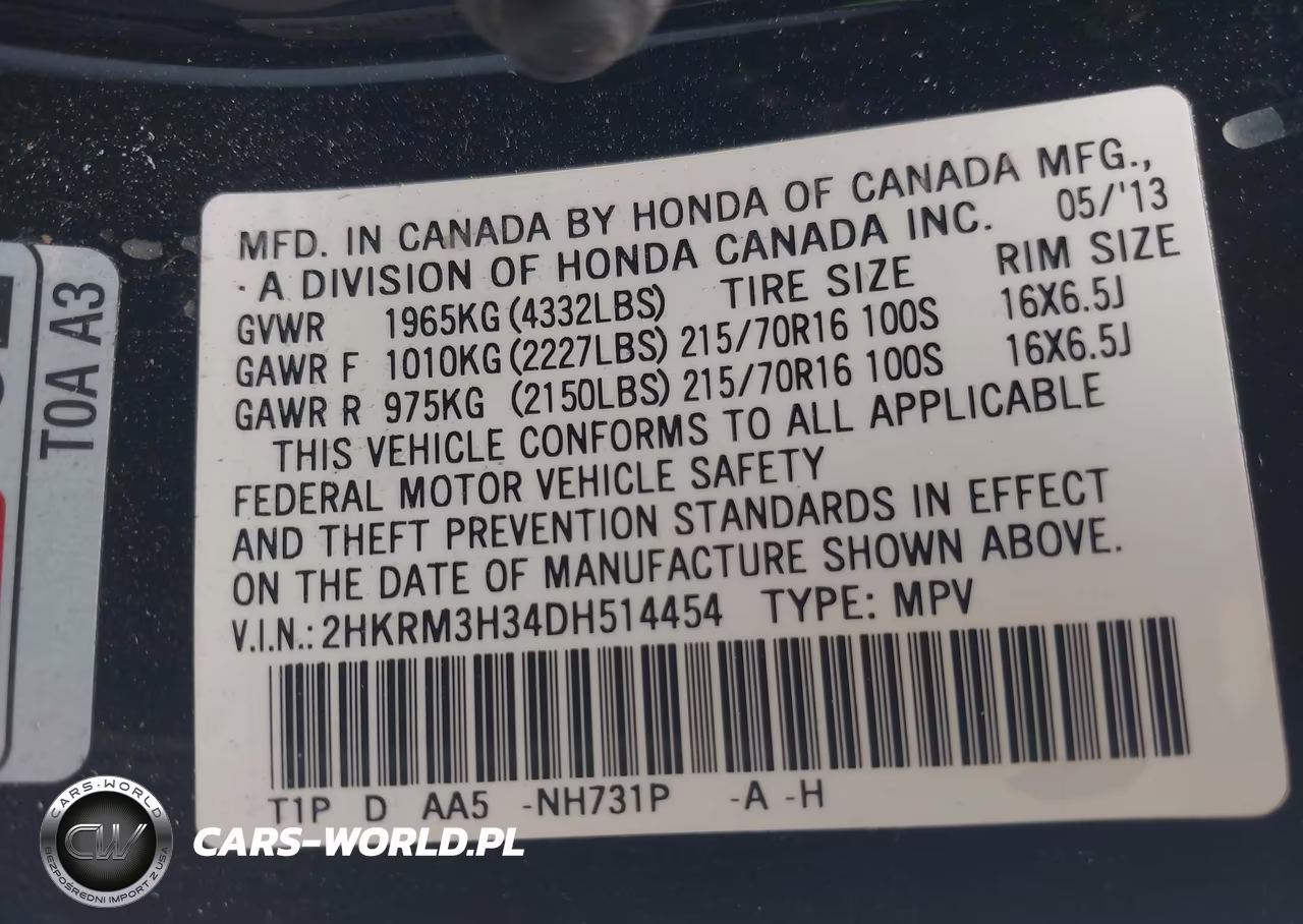 2013 Honda Cr-V Lx VIN:2HKRM3H34DH514454 - 9