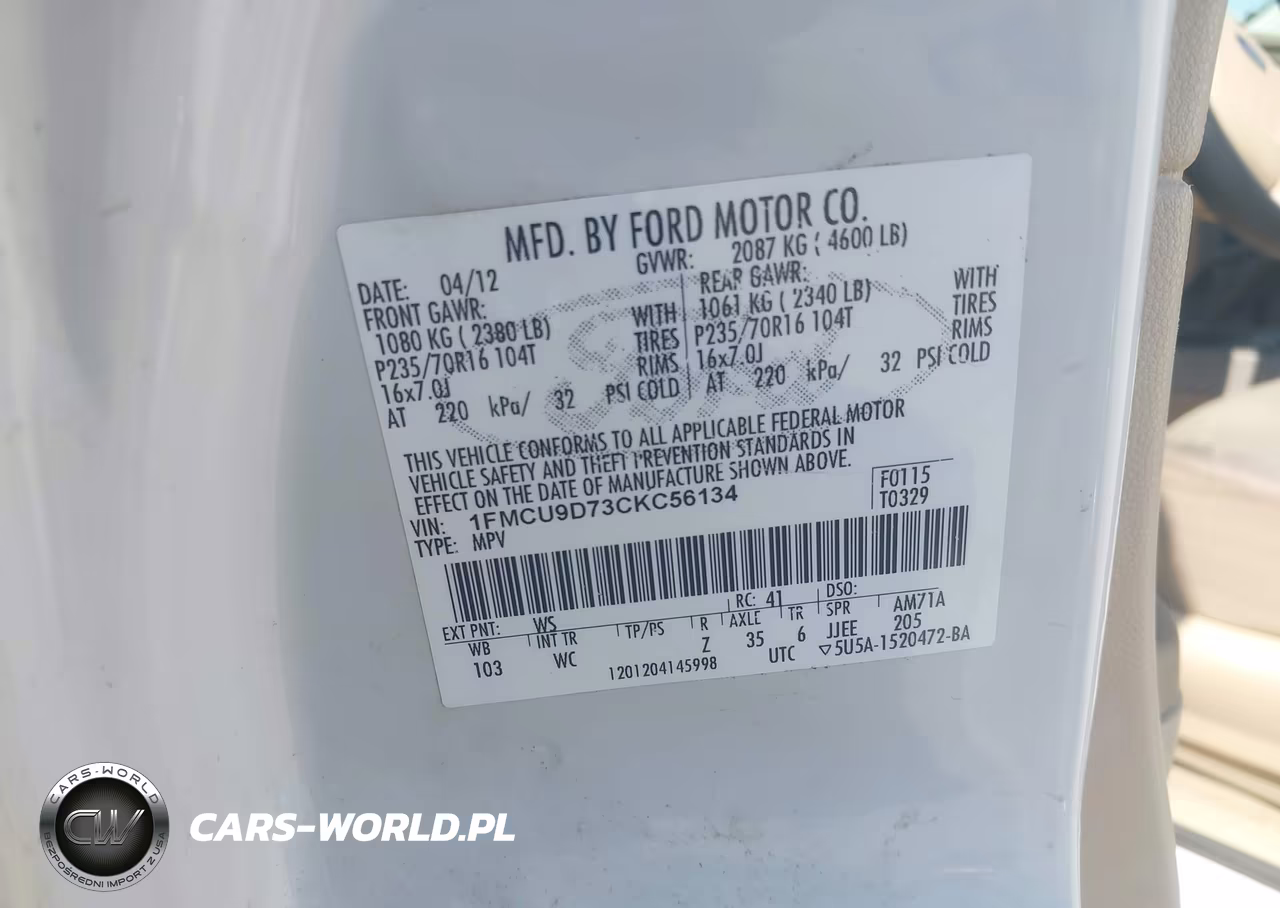 2012 Ford Escape Xlt VIN:1FMCU9D73CKC56134 - 9