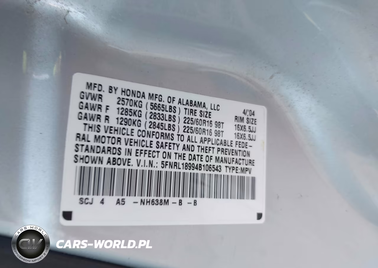 2004 Honda Odyssey Ex-L VIN:5FNRL18994B106543 - 9