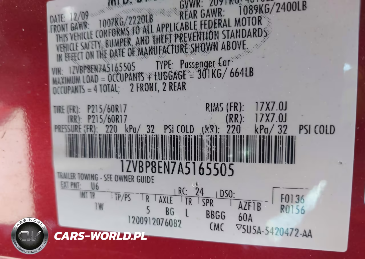 2010 Ford Mustang V6-V6 Premium VIN:1ZVBP8EN7A5165505 - 9