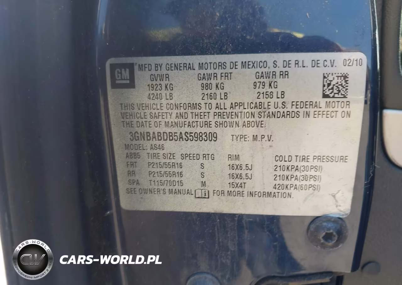 2010 Chevrolet Hhr Lt VIN:3GNBABDB5AS598309 - 9
