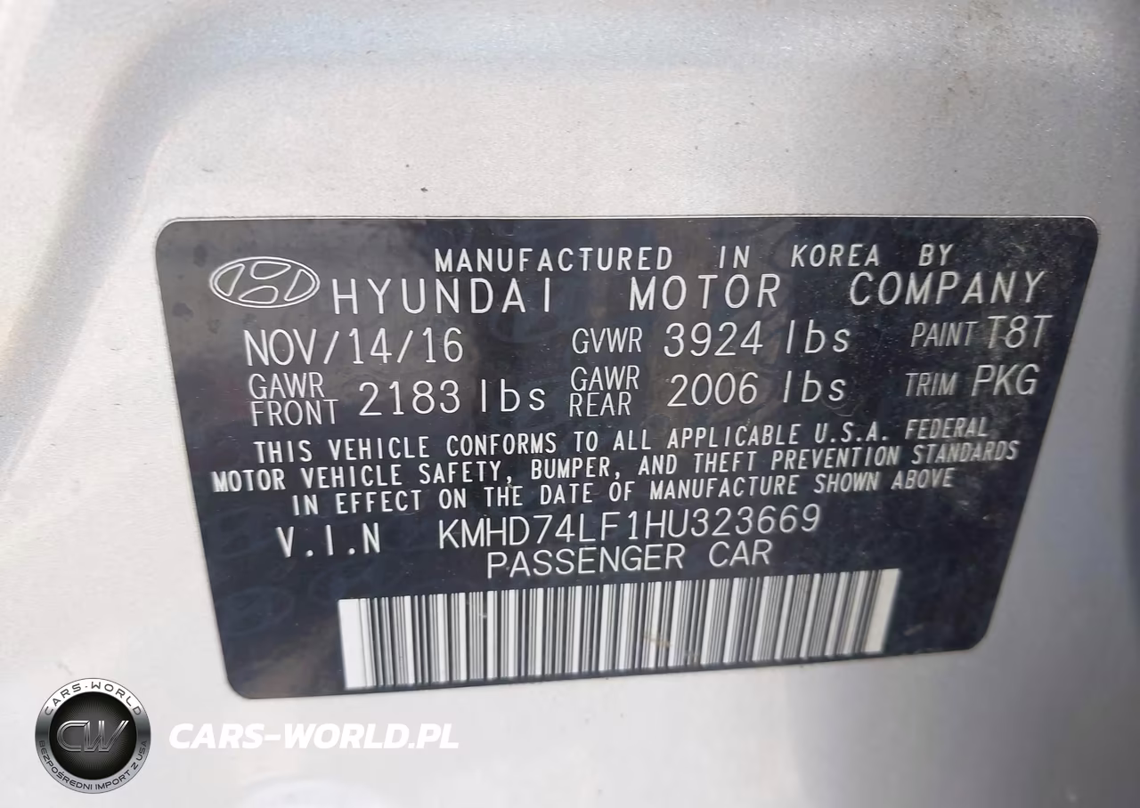2017 Hyundai Elantra Se VIN:KMHD74LF1HU323669 - 9