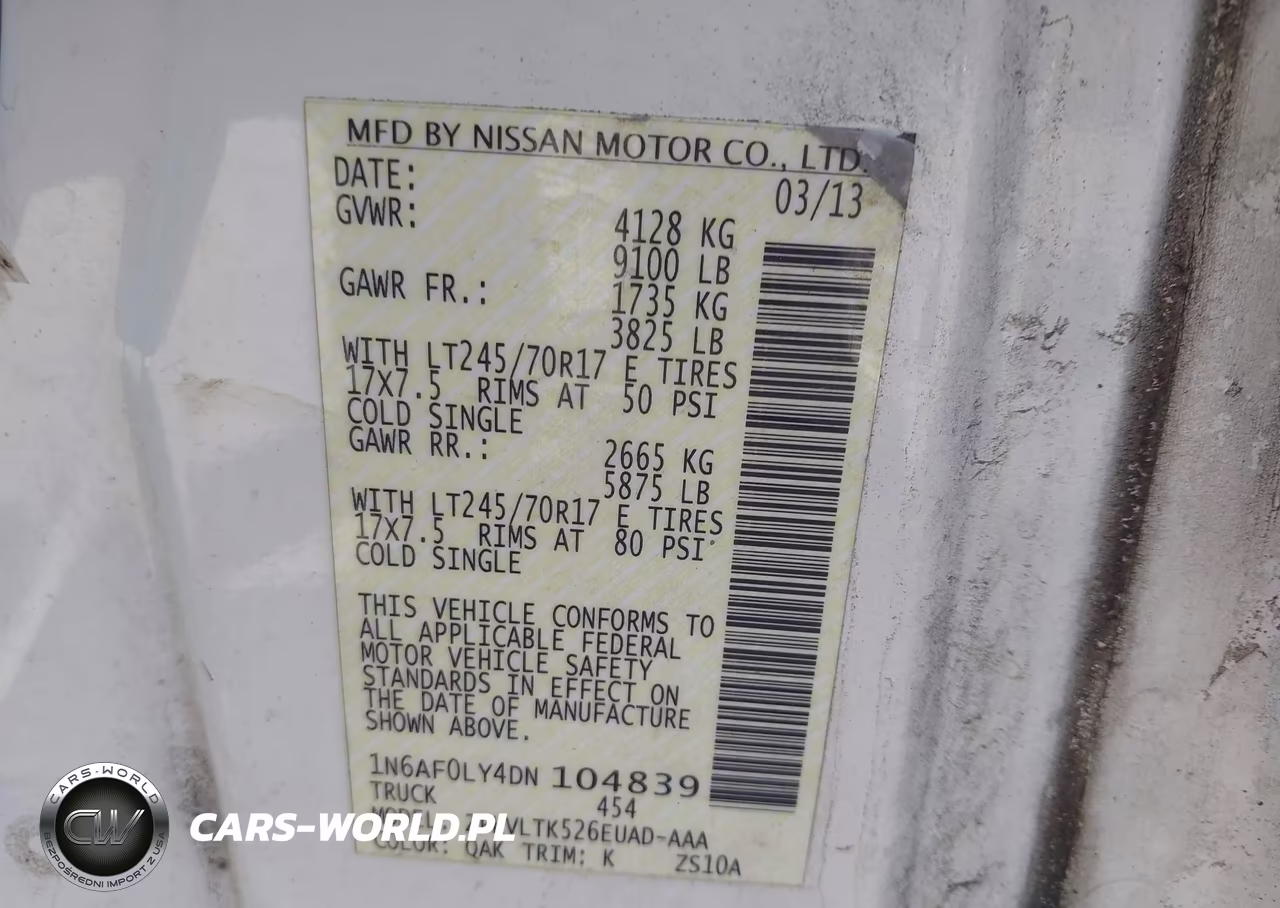 2013 Nissan Nv Cargo Nv2500 Hd VIN:1N6AF0LY4DN104839 - 9