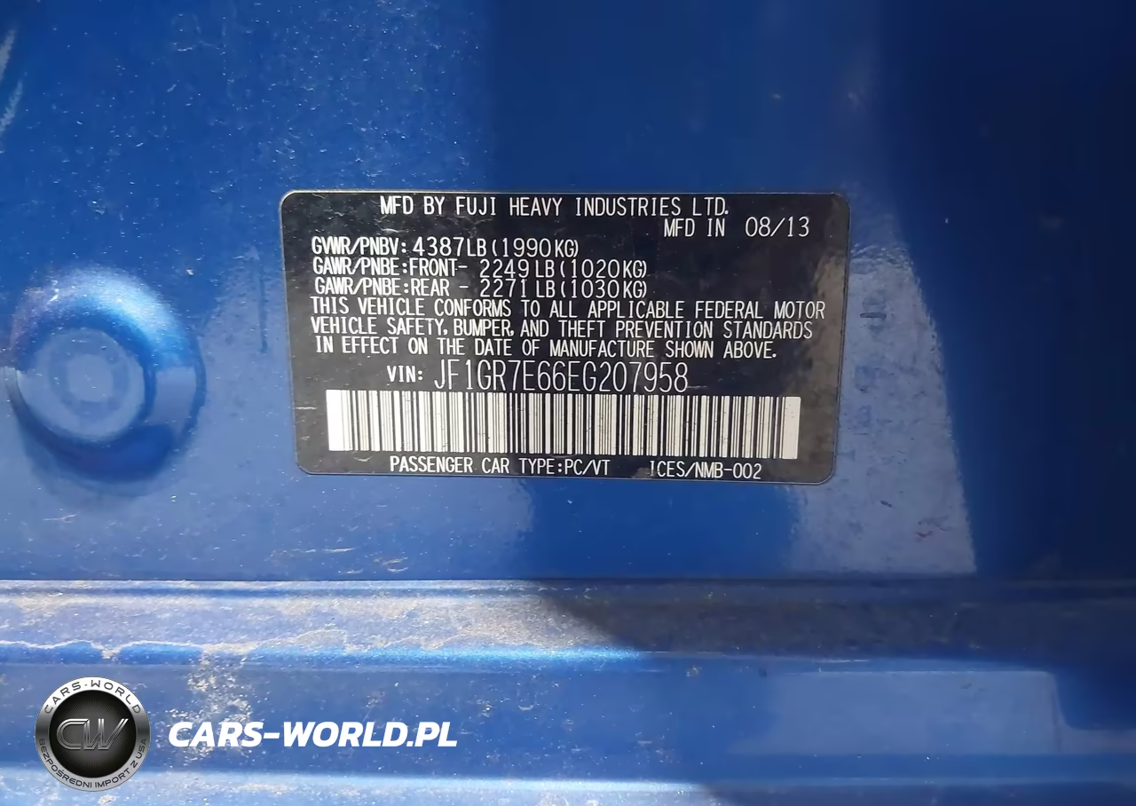 2014 Subaru Impreza Wrx VIN:JF1GR7E66EG207958 - 9
