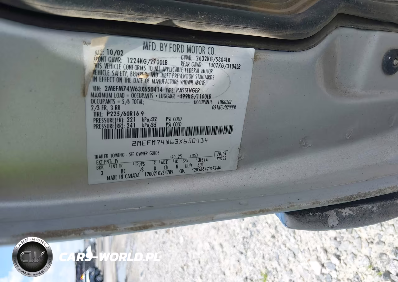 2003 Mercury Grand Marquis Gs VIN:2MEFM74W63X650414 - 9