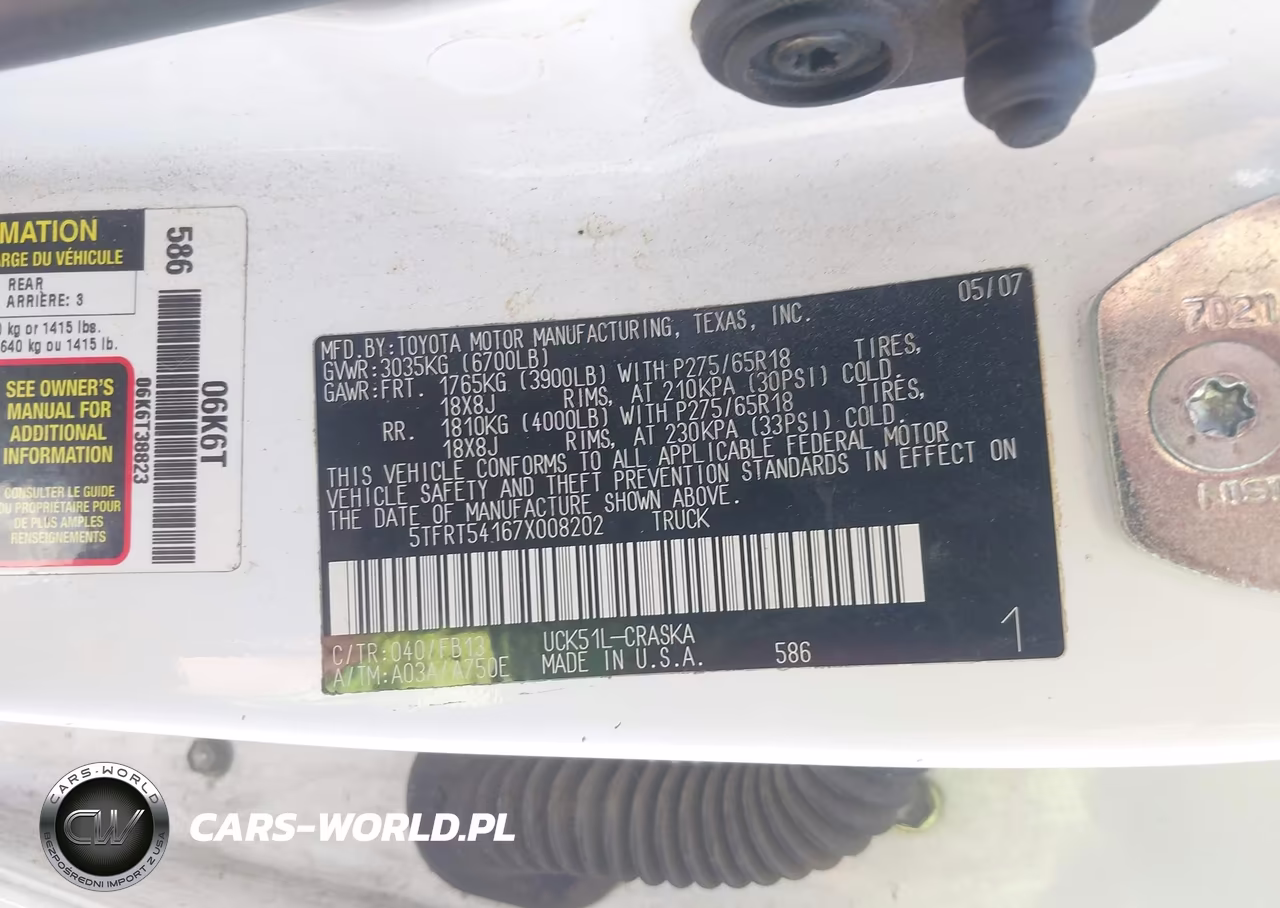 2007 Toyota Tundra Sr5 4.7L V8 VIN:5TFRT54167X008202 - 9
