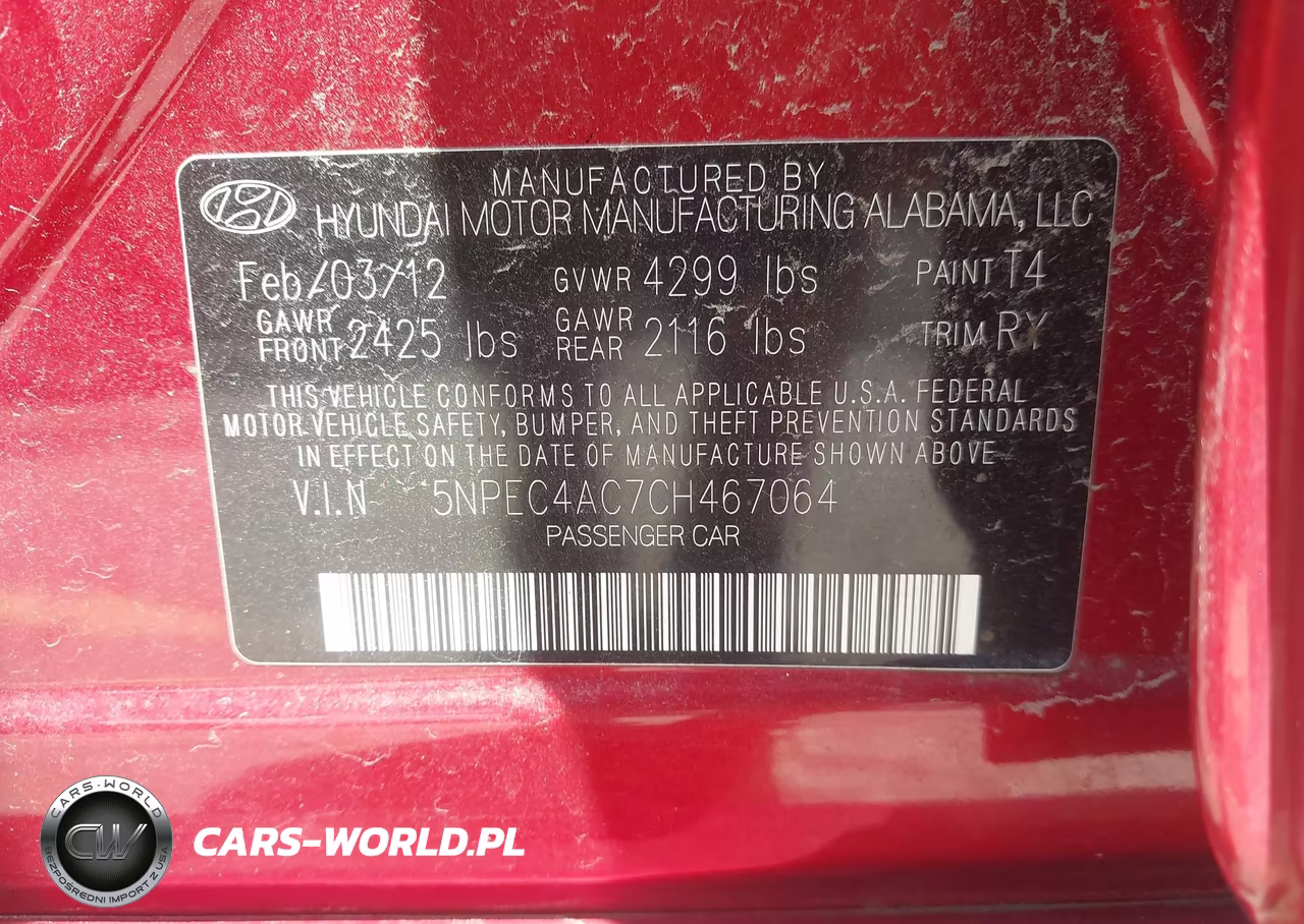 2012 Hyundai Sonata Se VIN:5NPEC4AC7CH467064 - 9