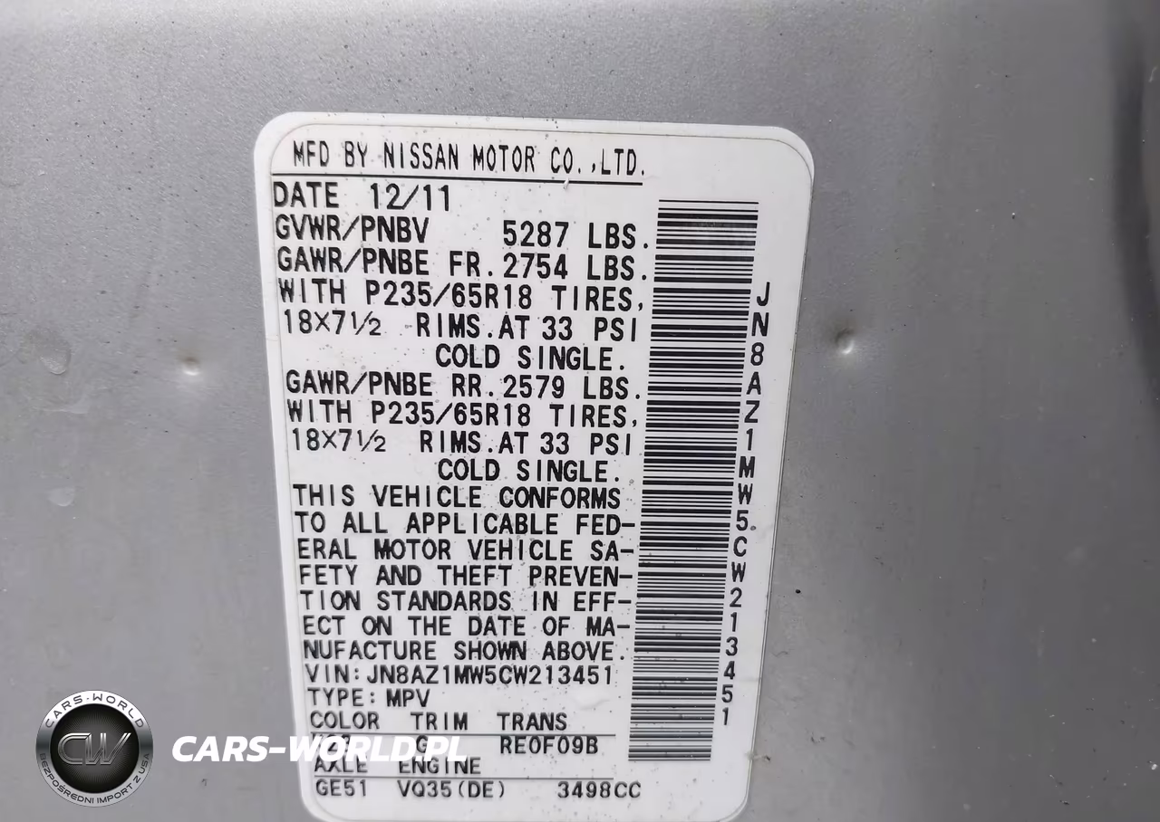 2012 Nissan Murano S VIN:JN8AZ1MW5CW213451 - 9