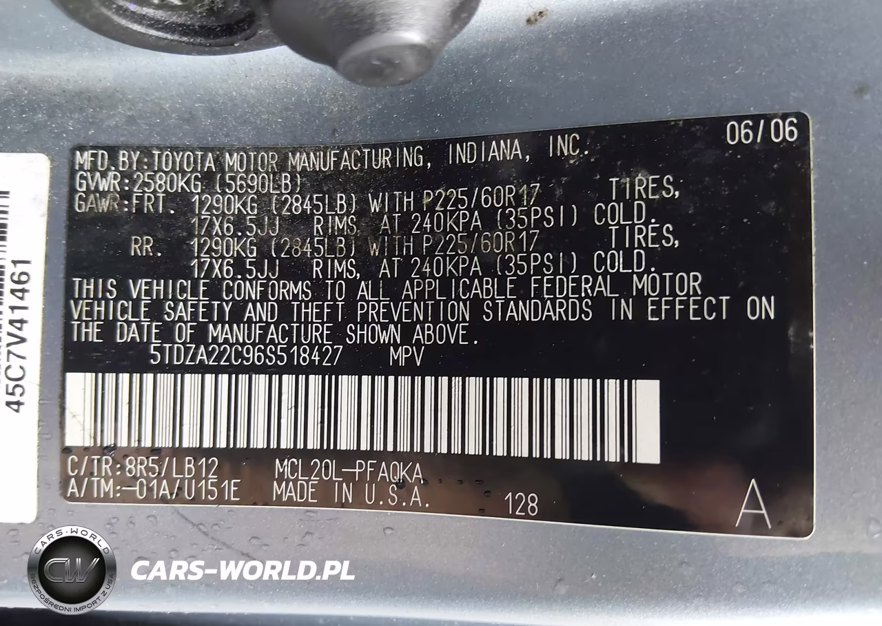 2006 Toyota Sienna Xle VIN:5TDZA22C96S518427 - 9