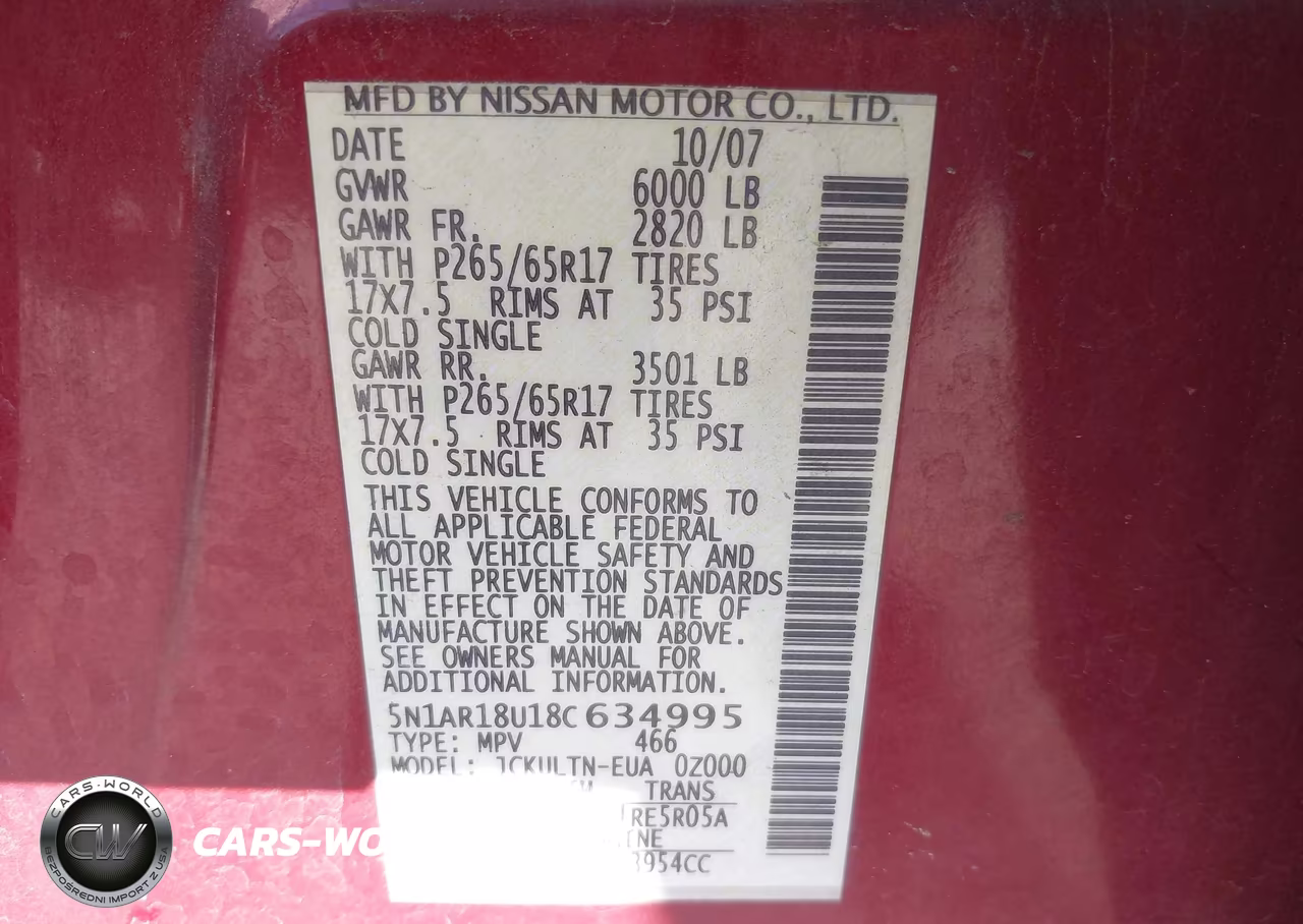 2008 Nissan Pathfinder Se VIN:5N1AR18U18C634995 - 9