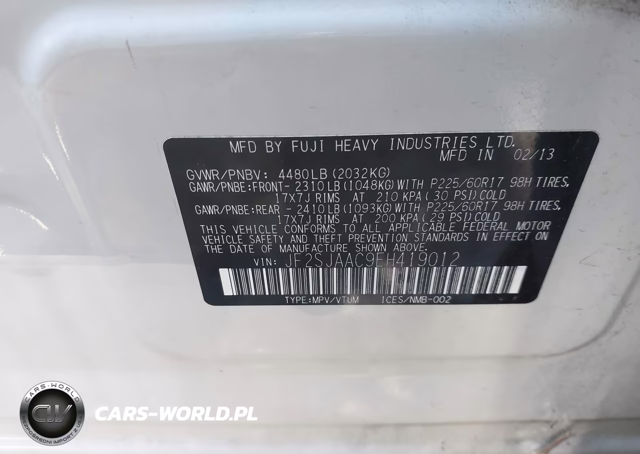 2014 Subaru Forester 2.5I VIN:JF2SJAAC9EH419012 - 9