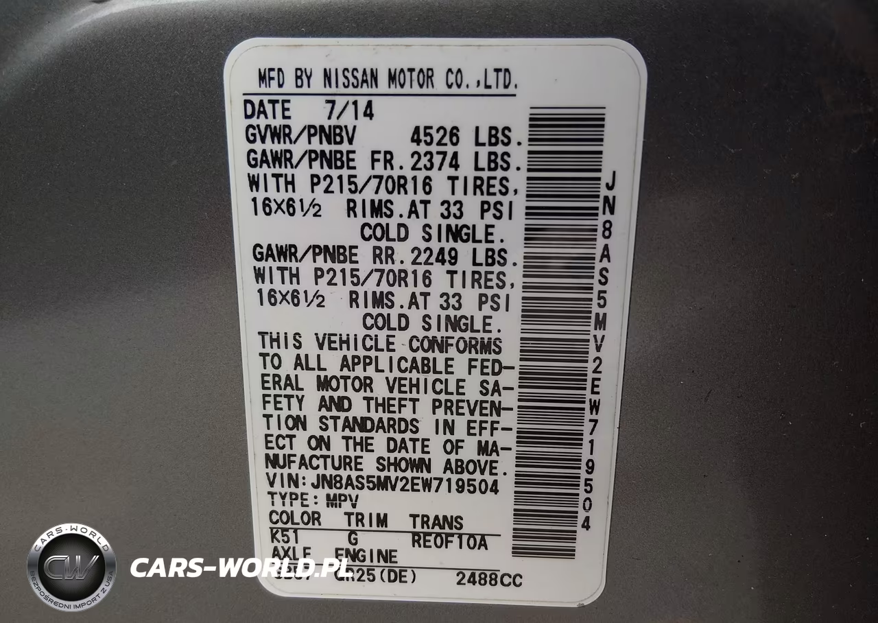 2014 Nissan Rogue Select S VIN:JN8AS5MV2EW719504 - 9