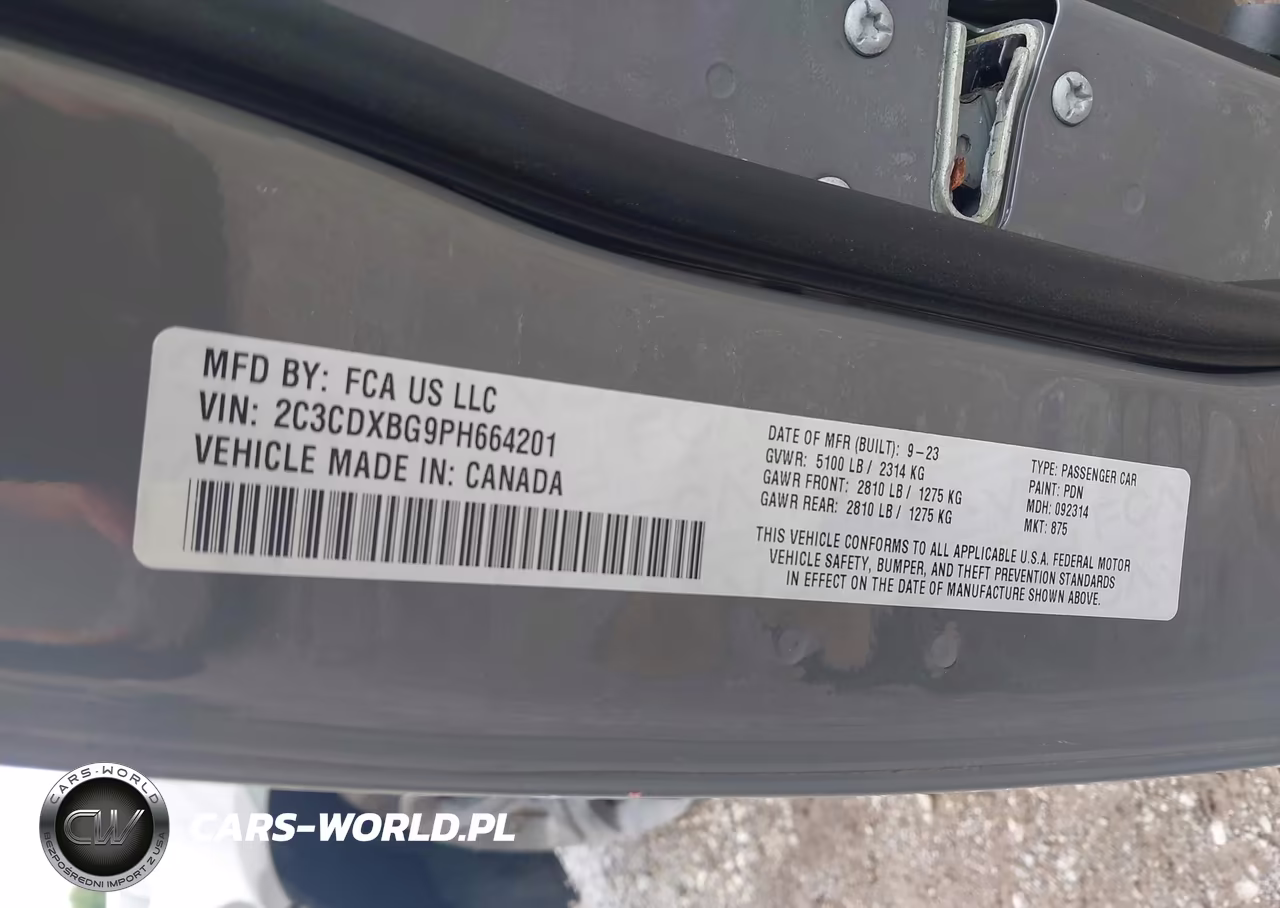 2023 Dodge Charger Sxt VIN:2C3CDXBG9PH664201 - 9