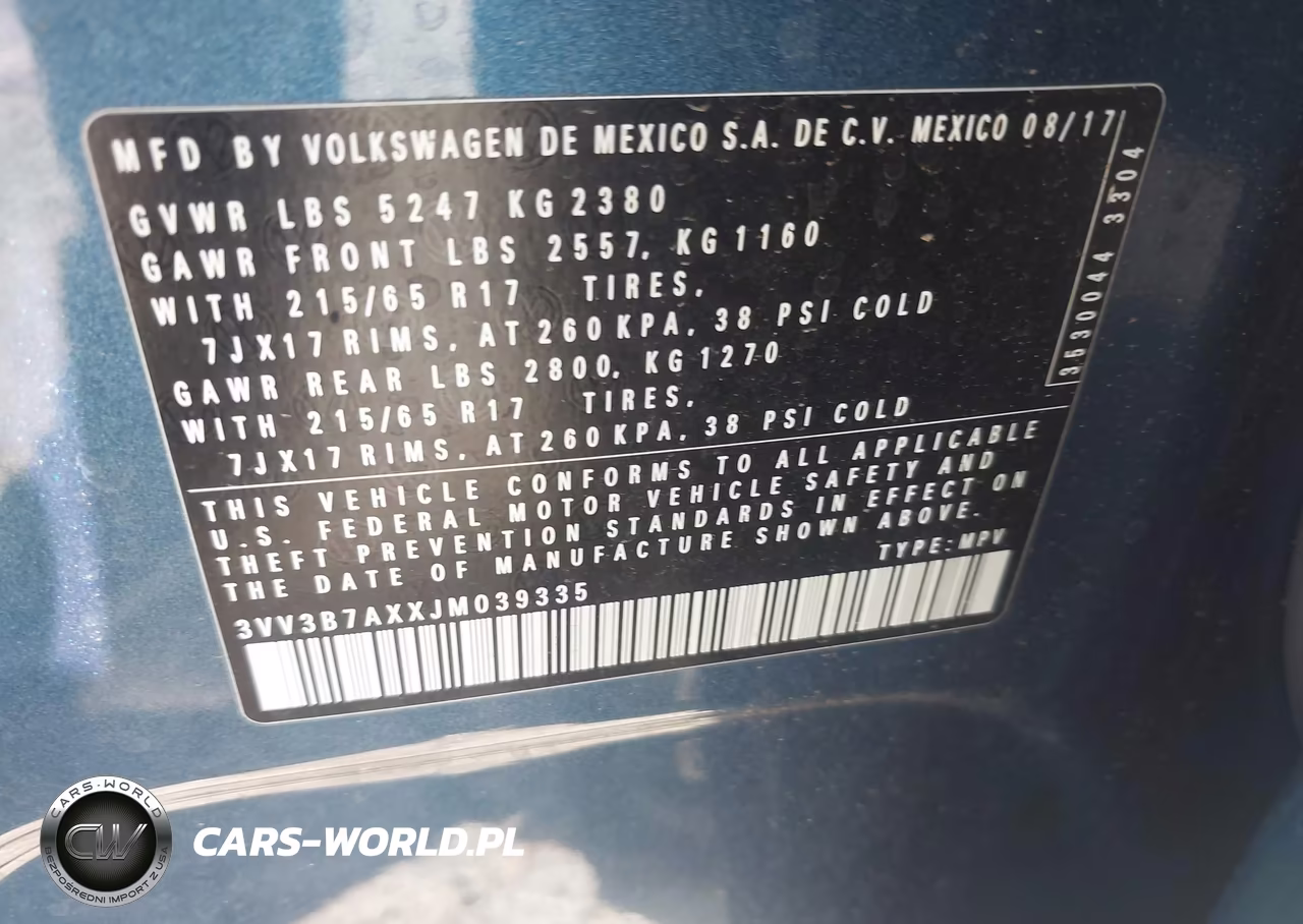 2018 Volkswagen Tiguan 2.0T Se-2.0T Sel VIN:3VV3B7AXXJM039335 - 9